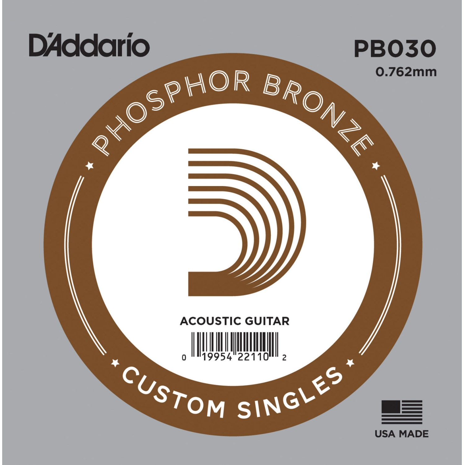 D'Addario PB030 Bulk Phosphor Bronze Wound Guitar Single String - .030 Gauge