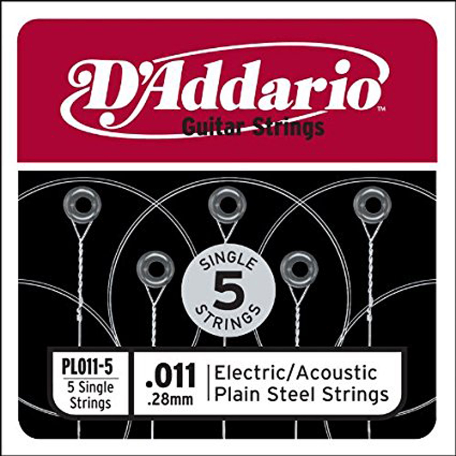 D'Addario Plain Steel Single Guitar String - Ball End 11