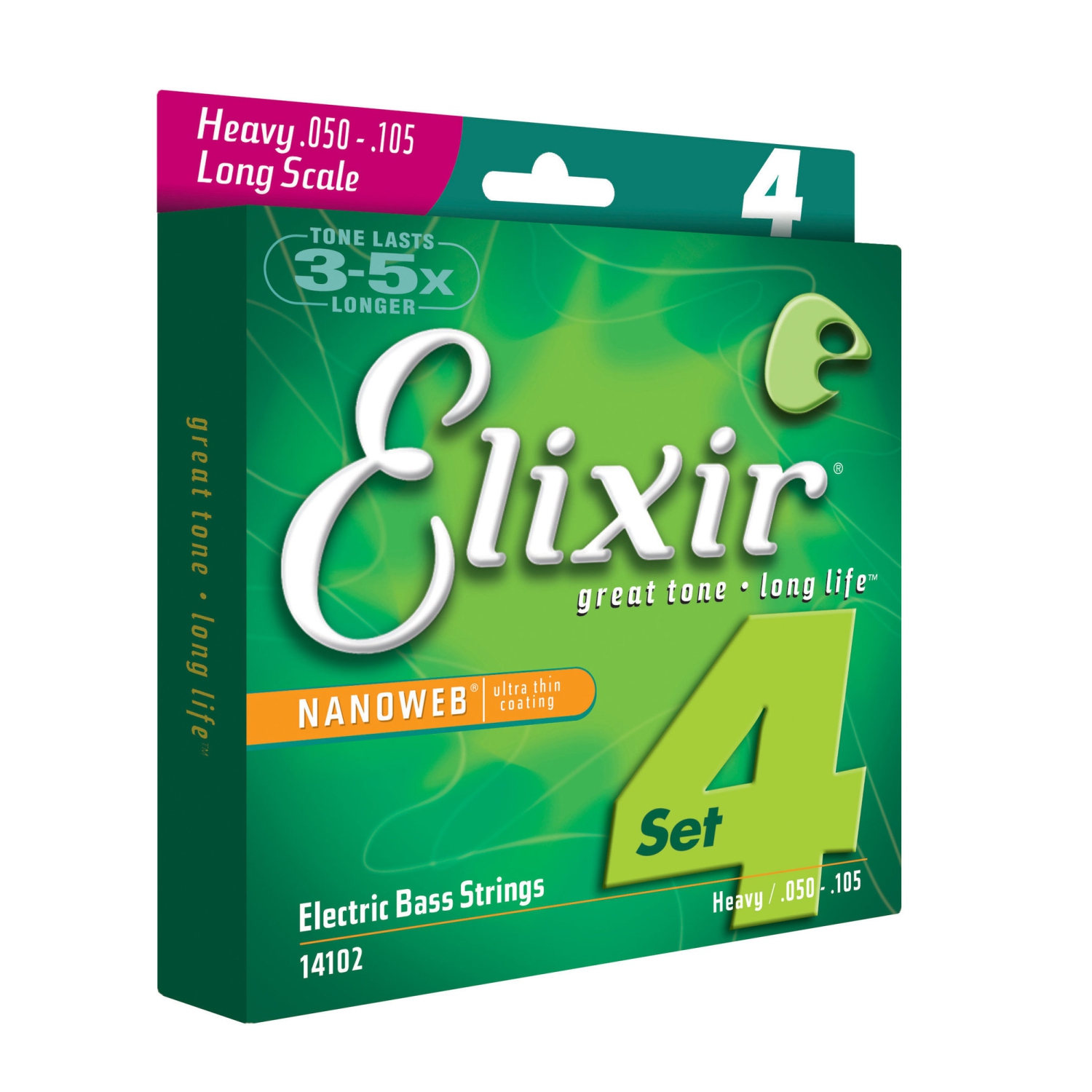 Elixir Nickel Plated Steel Bass Guitar Strings with Nanoweb Coating - Heavy 50-105, Long Scale
