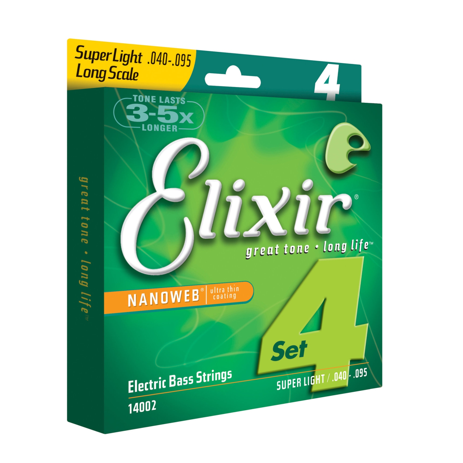 Elixir Nickel Plaqué Acier Cordes de Guitare Basse avec Revêtement Nanoweb - Super Light 40-95, Longue Échelle
