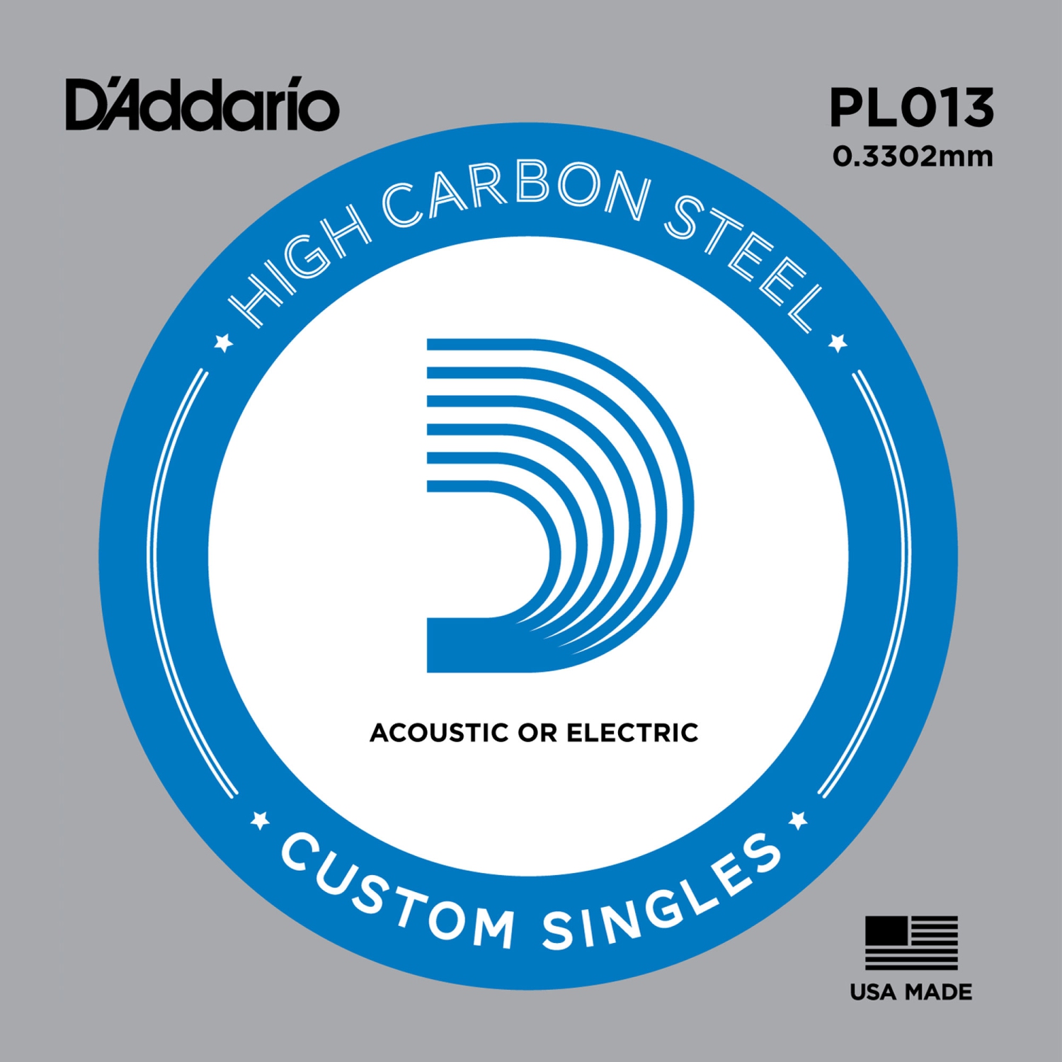 D'Addario Plain Steel Single Guitar String - Ball End 13
