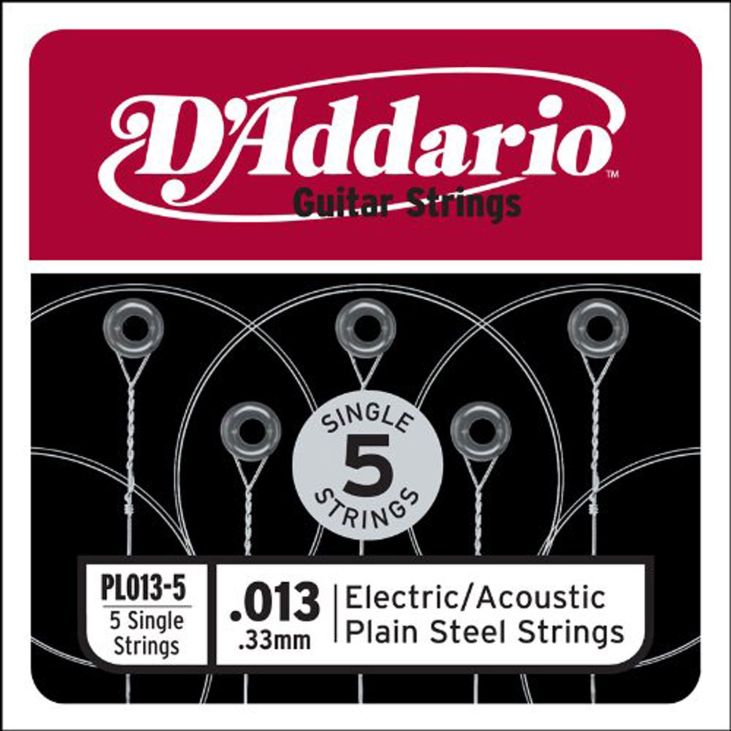 D'Addario Plain Steel Single Guitar String - Ball End 13