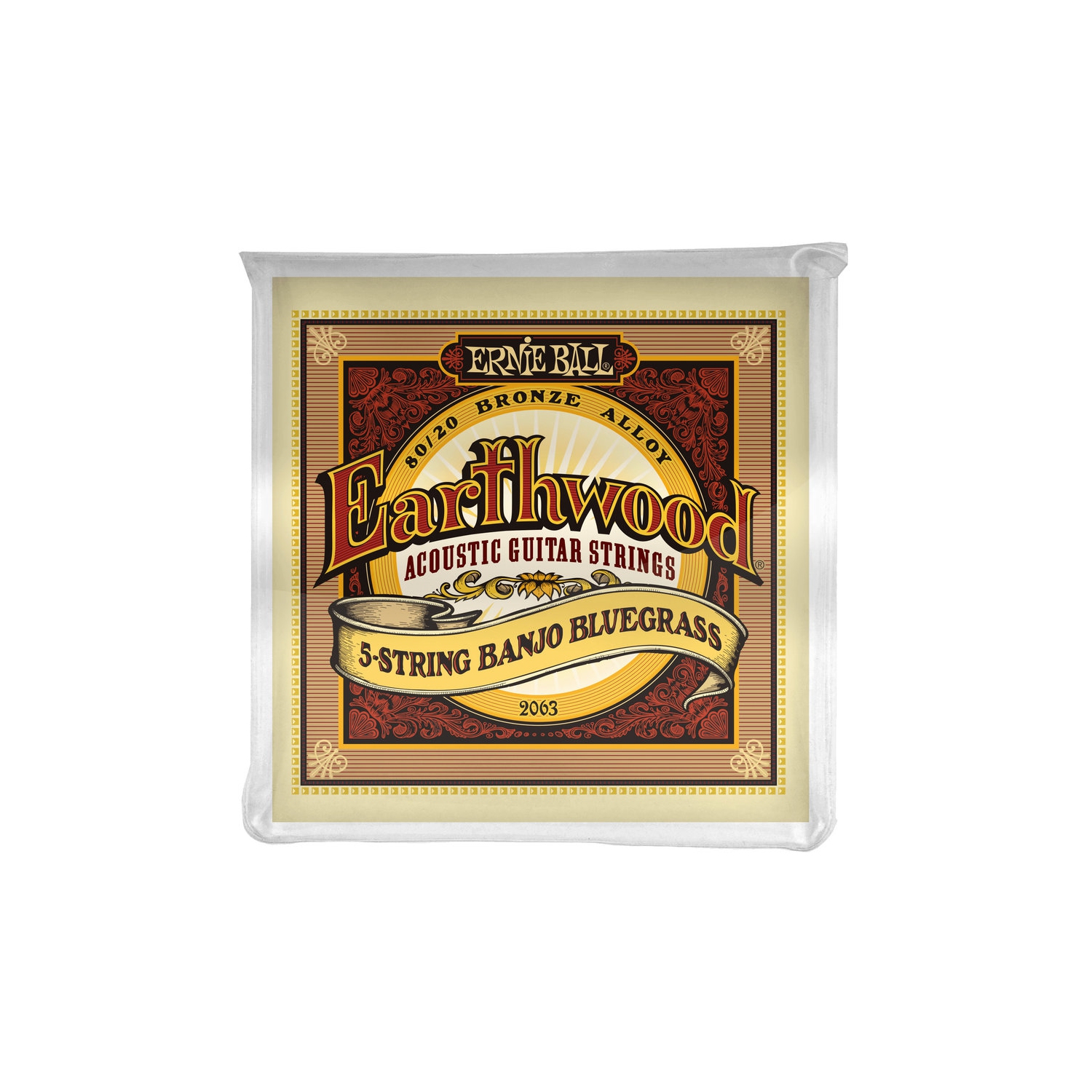 Ernie Ball P02063 Earthwood 5-String Banjo Bluegrass Loop End 80/20 Bronze Acoustic Guitar Strings
