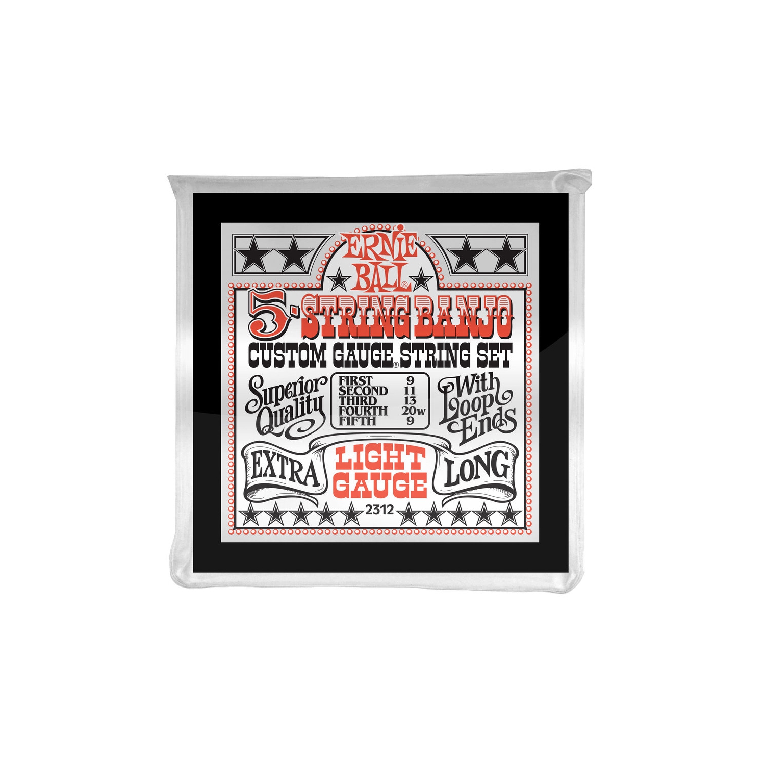 Ernie Ball P02312 Light 5-String Loop End Stainless Steel Banjo Guitar Strings