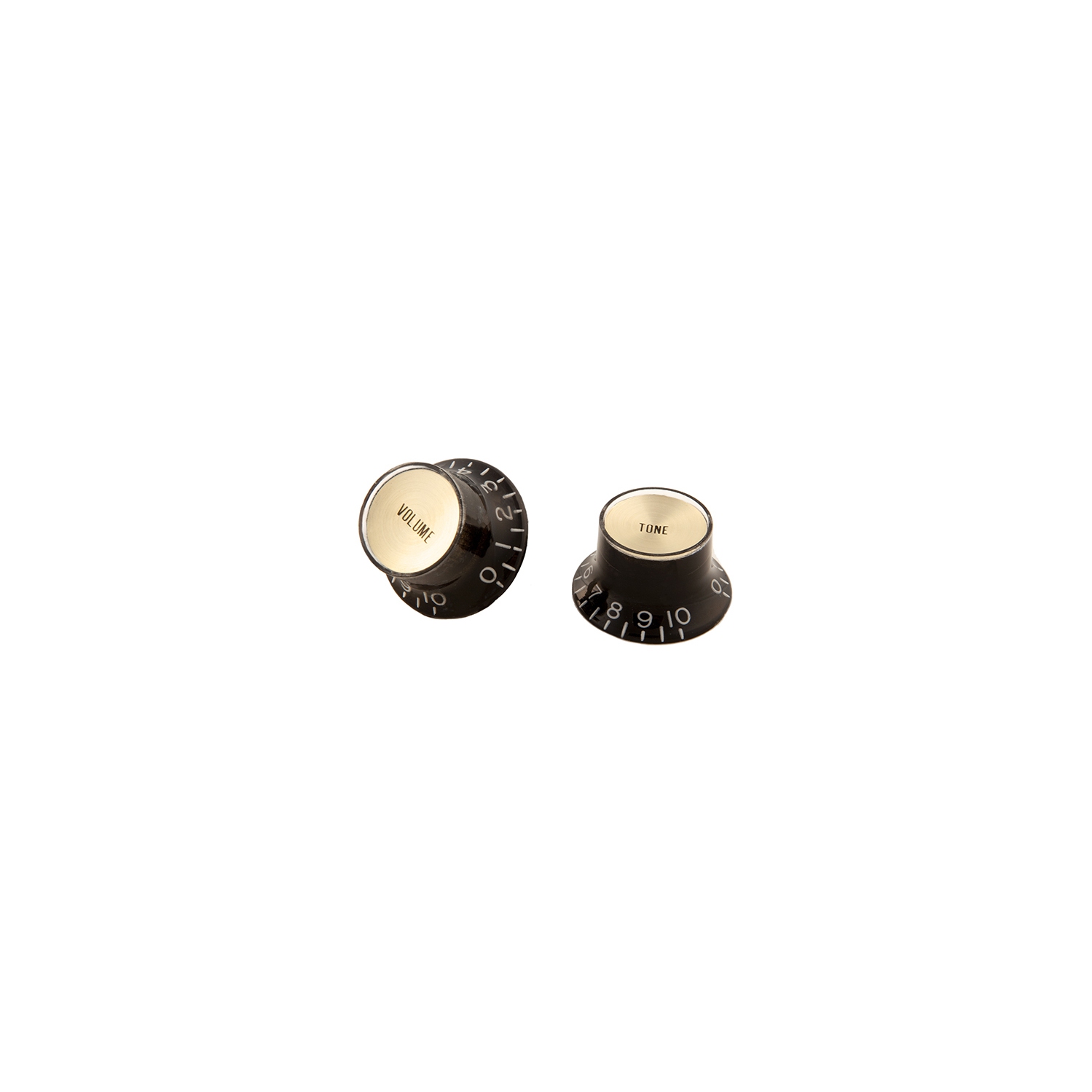 Gibson Top Hat Style Knobs - Black with Gold Metal Inserts, 4 Pack