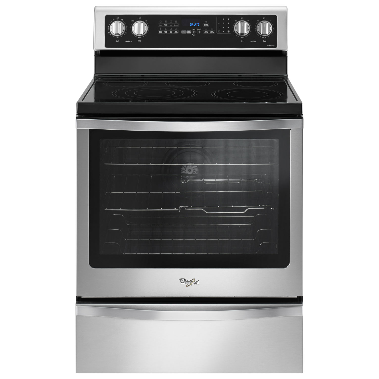 Whirlpool 30" 6.4 Cu. Ft. True Convection Electric Range (YWFE745H0FS) - Black-on-Stainless