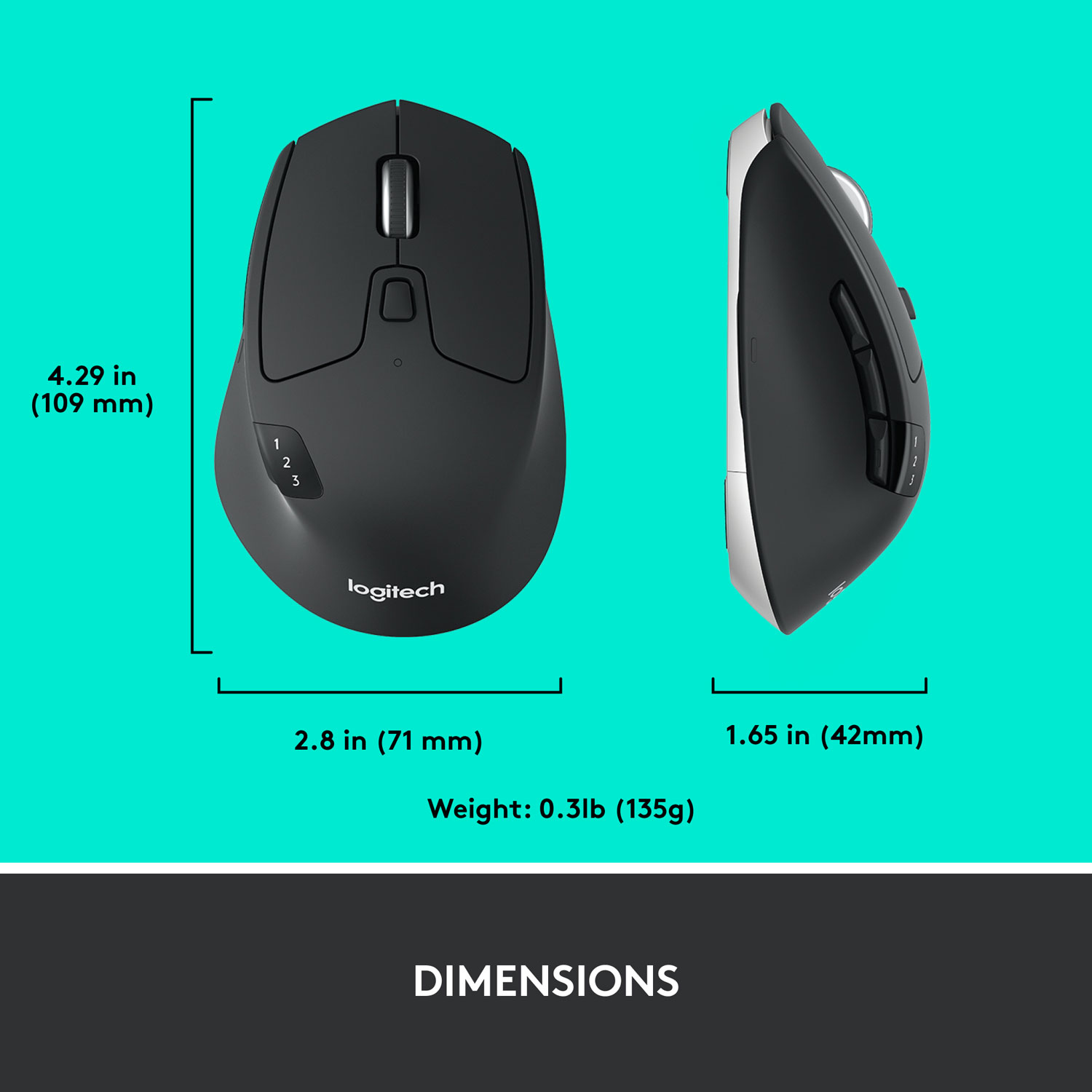 Logitech M720 Triathlon Wireless Optical Mouse - Black