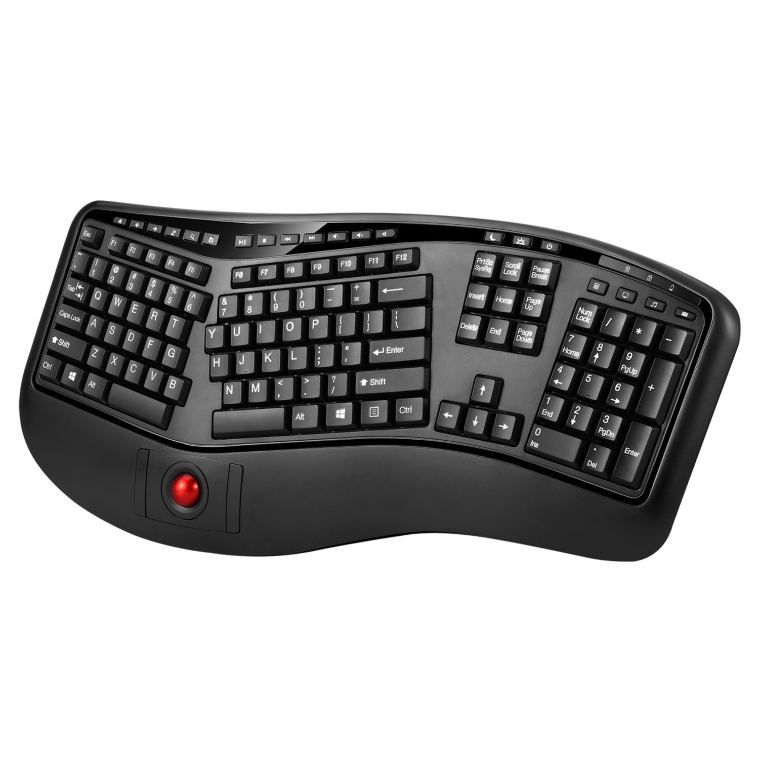 Adesso Tru-Form Pro 3500 Wireless Ergonomic Keyboard with Trackball -