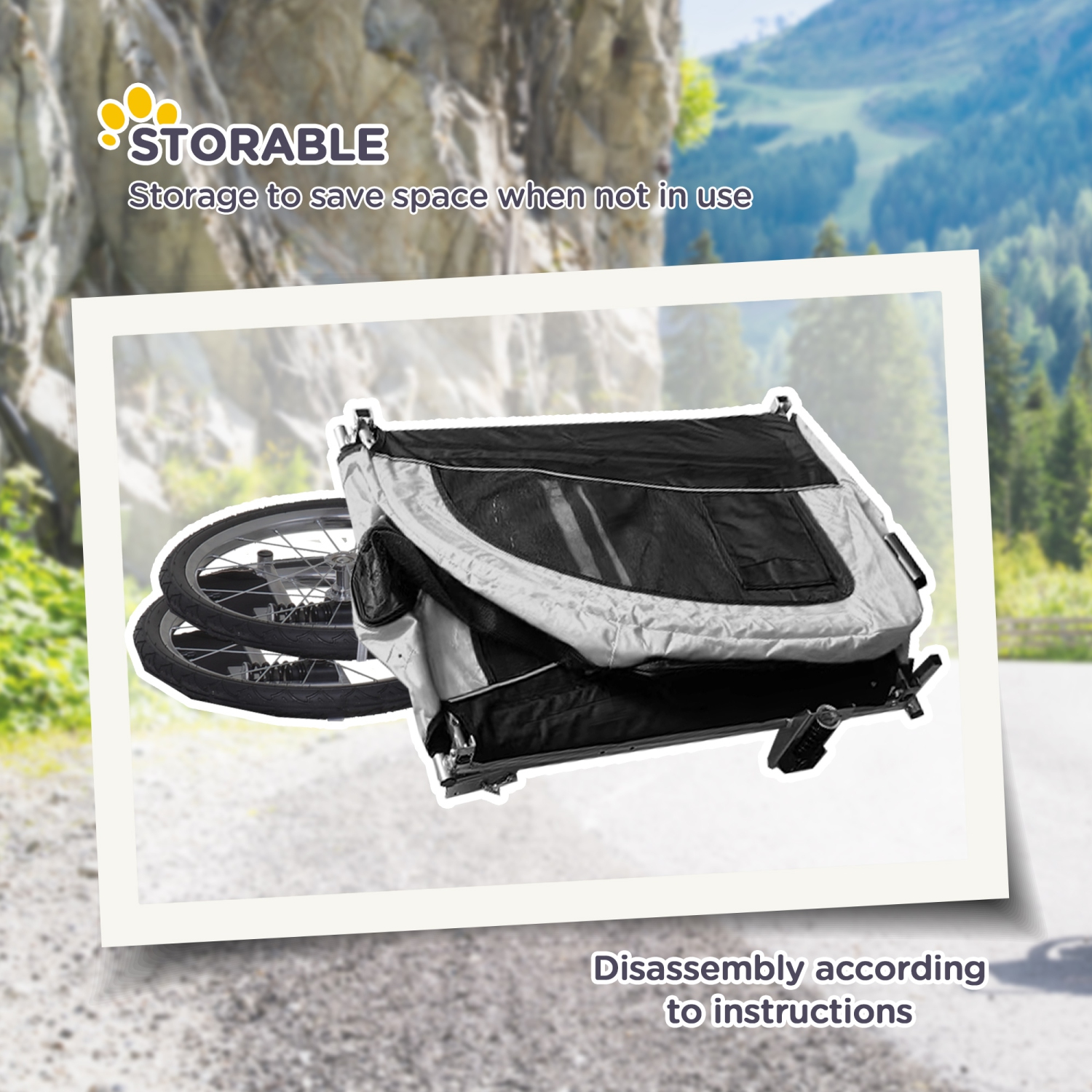 Aosom – remorque de vélo pour chiens 2-en-1 chariot de poussette pour animaux de compagnie porte-vélos pour le transport avec suspension, attelage,