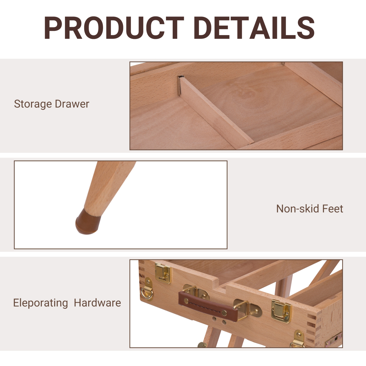 Chevalet pliable de 72.4 po de HOMCOM, boîte à croquis portative, chevalet en bois de style français avec tiroir, palette, bandoulière, maintenir la