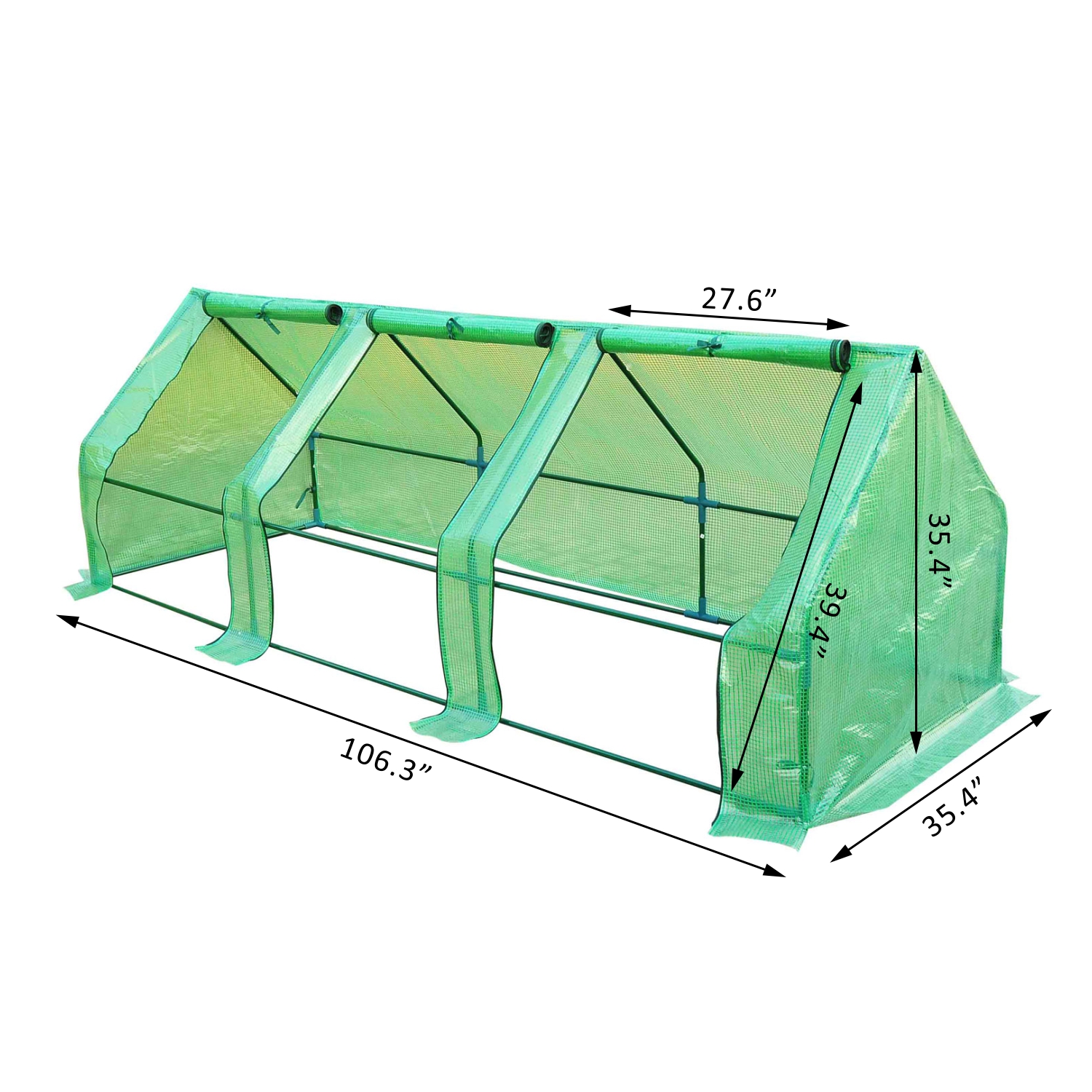 Outsunny 106.3x35.4x35.4IN Greenhouse Green