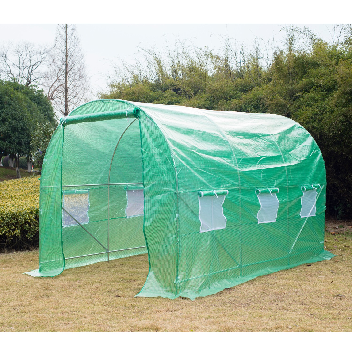 Outsunny 11.5x6.7x6.7FT Walk-in Tunnel Greenhouse Green