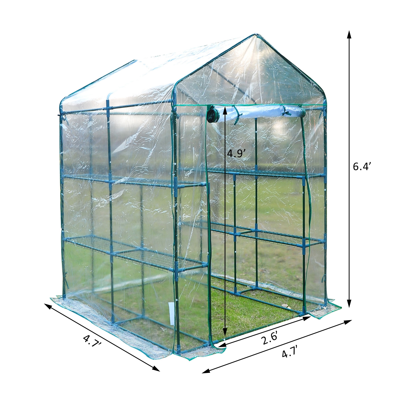 Outsunny 4.7x4.7x6.4FT Greenhouse Transparent