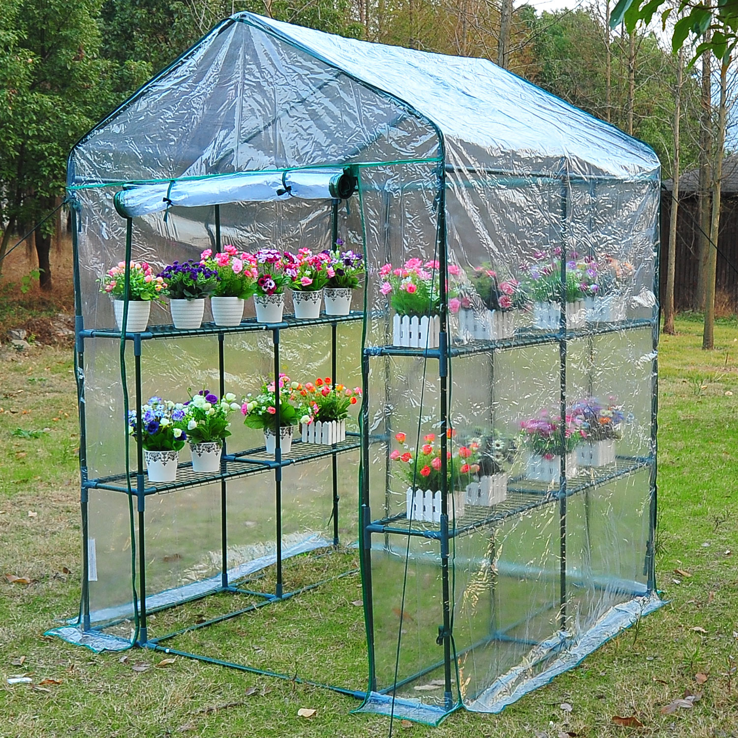 Outsunny 4.7x4.7x6.4FT Greenhouse Transparent