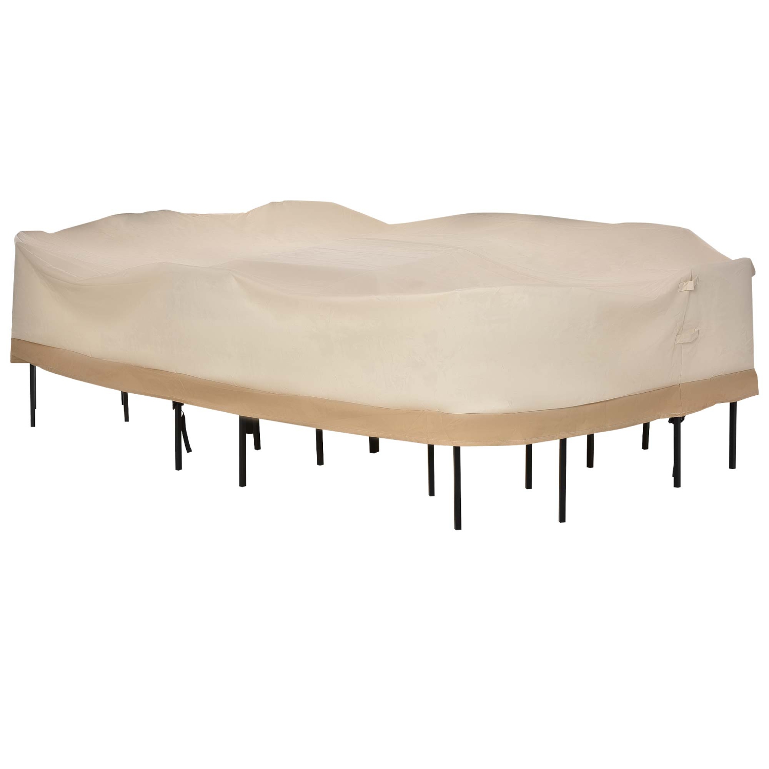 Outsunny 84&nbsp;B – Housse pour ensemble table ovale et chaise de jardin 129,9-po, ensemble de canapé beige/café