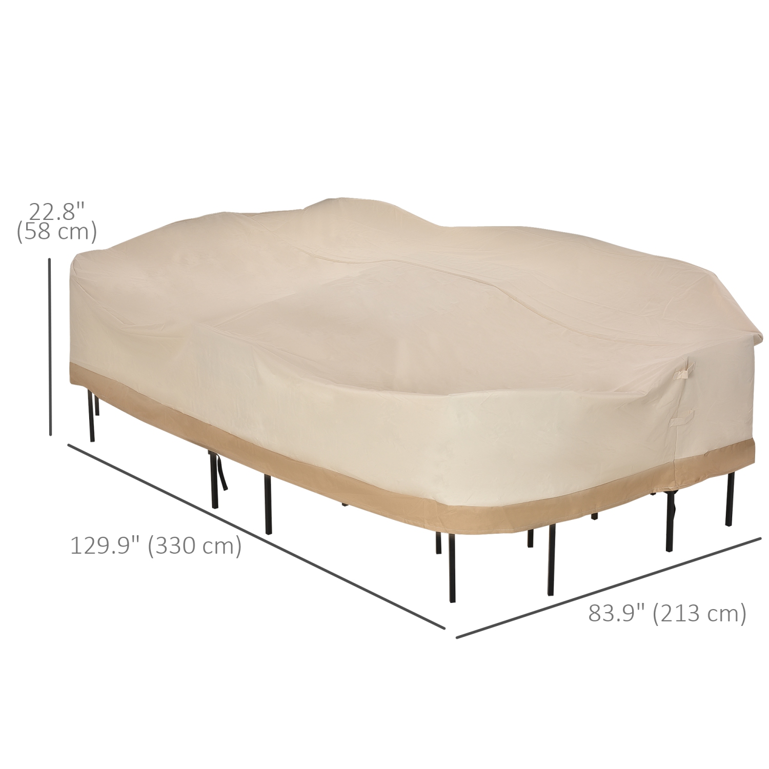 Outsunny 84 B – Housse pour ensemble table ovale et chaise de jardin 129,9-po, ensemble de canapé beige/café
