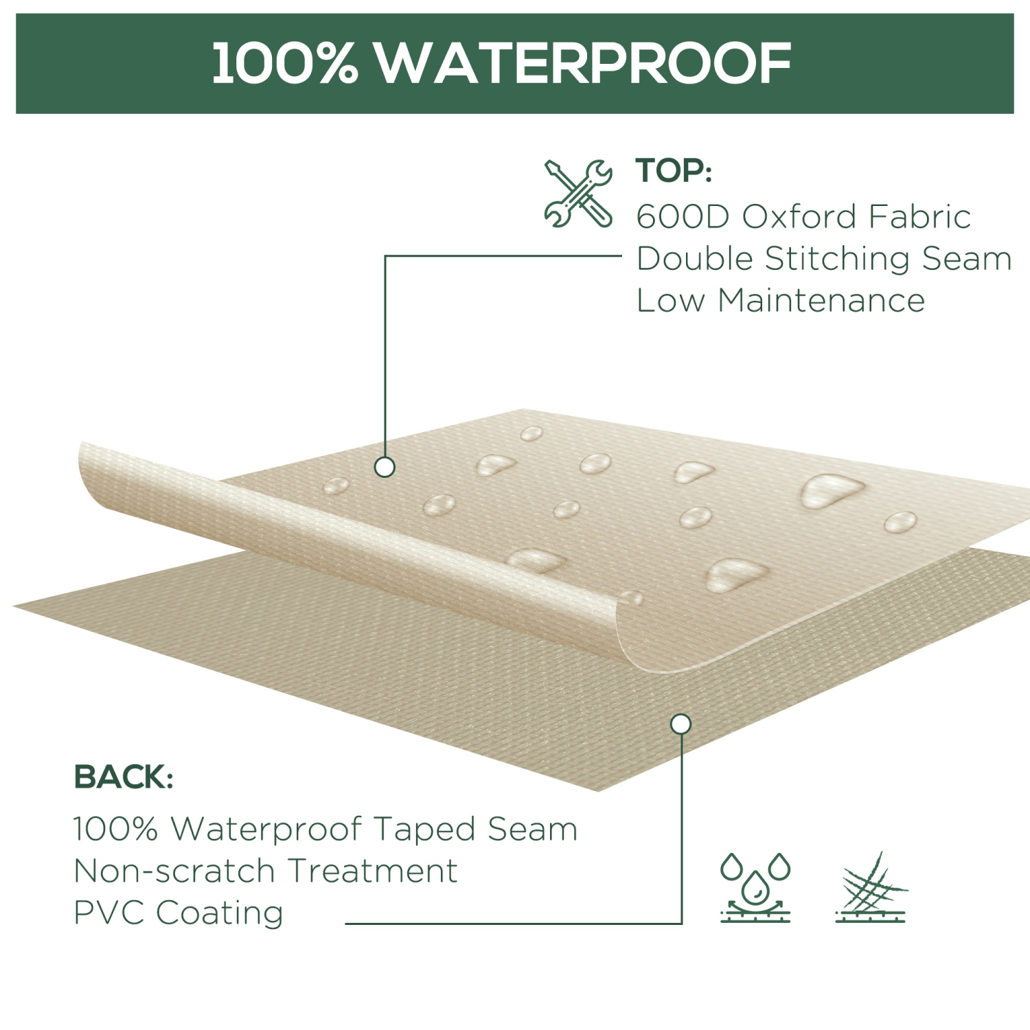 Outsunny 84 B – Housse pour ensemble table ovale et chaise de jardin 129,9-po, ensemble de canapé beige/café