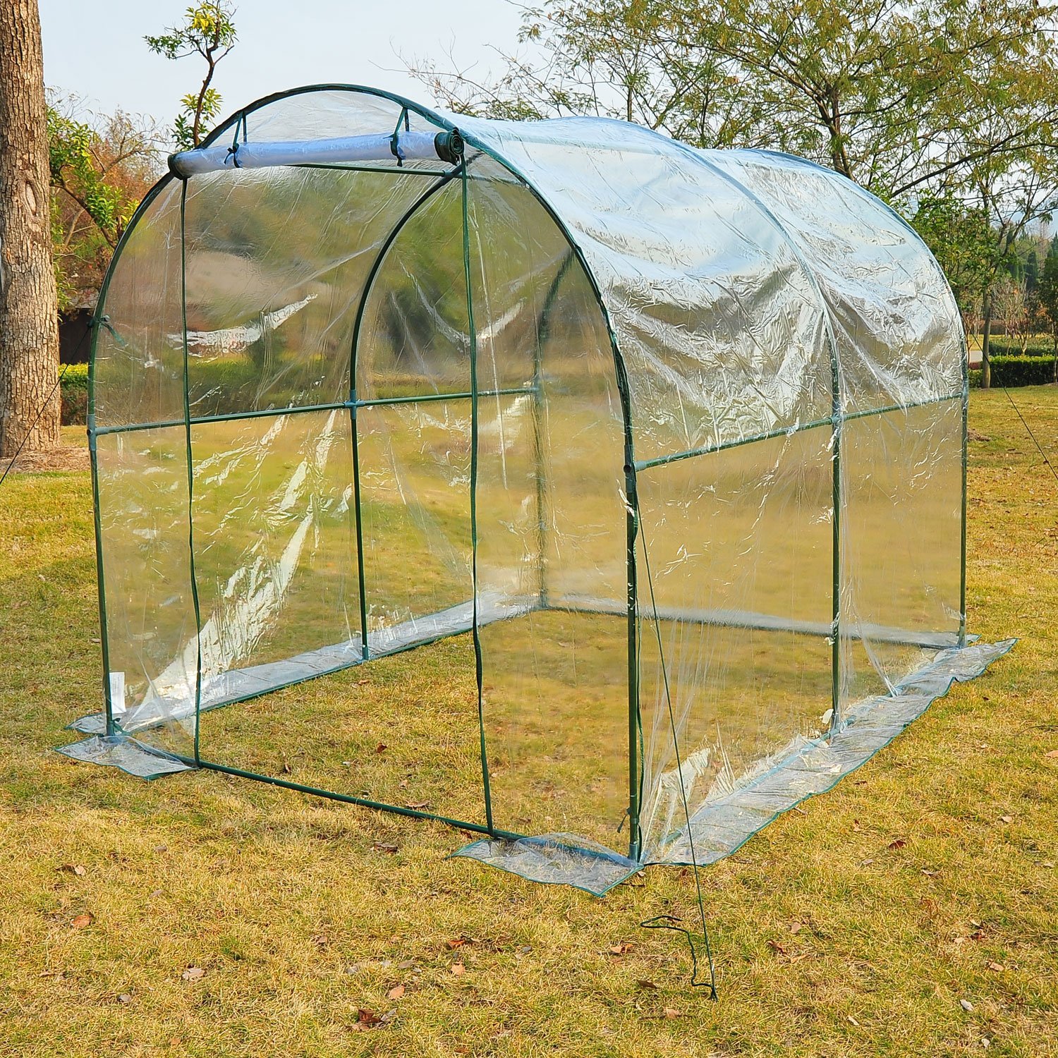 Outsunny 98.4inch Dome Walk In Green House Transparent
