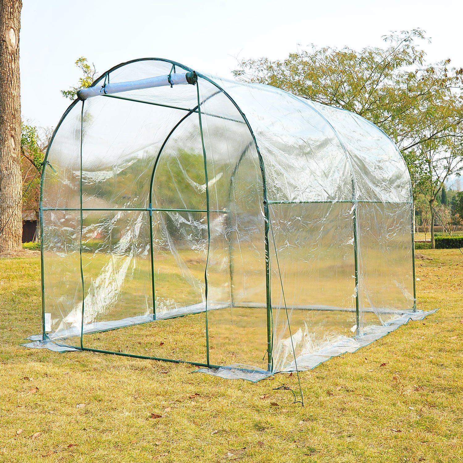 Outsunny 98.4inch Dome Walk In Green House Transparent