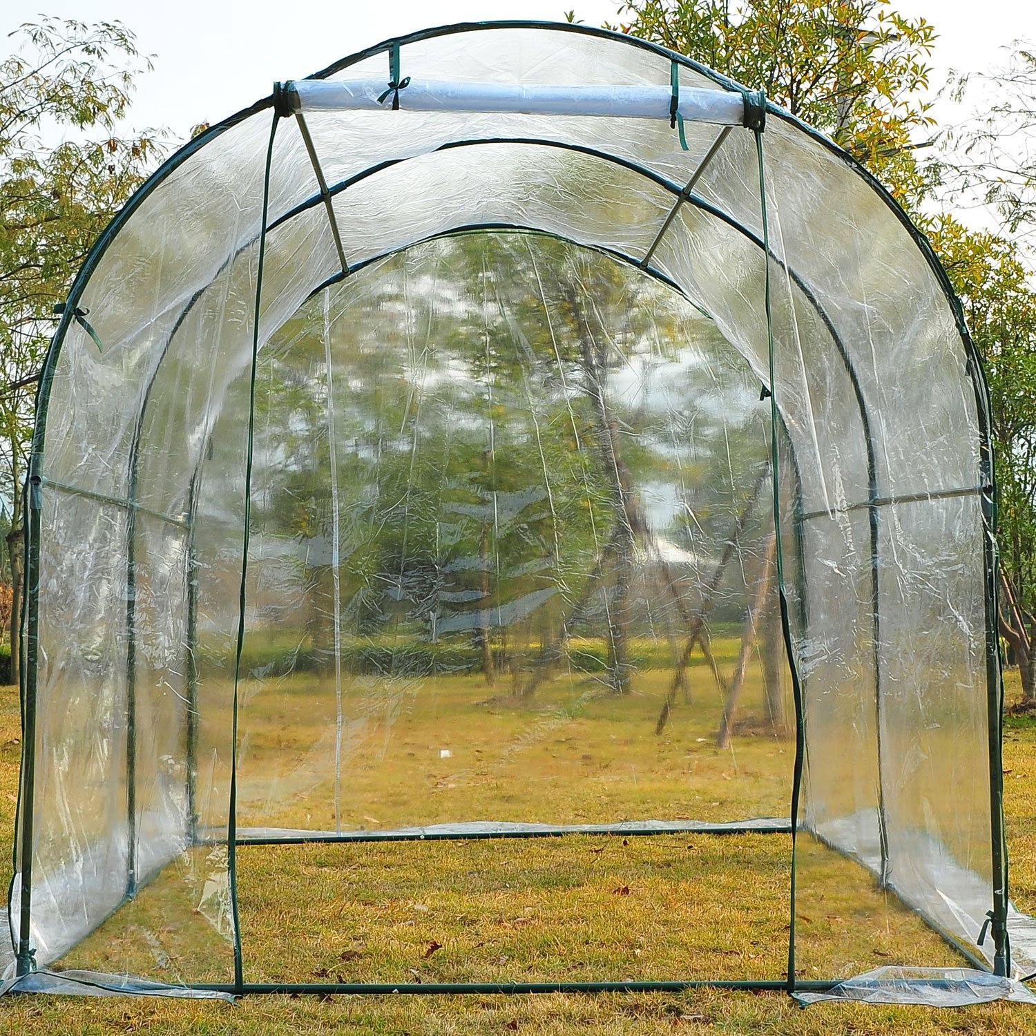 Outsunny 98.4inch Dome Walk In Green House Transparent