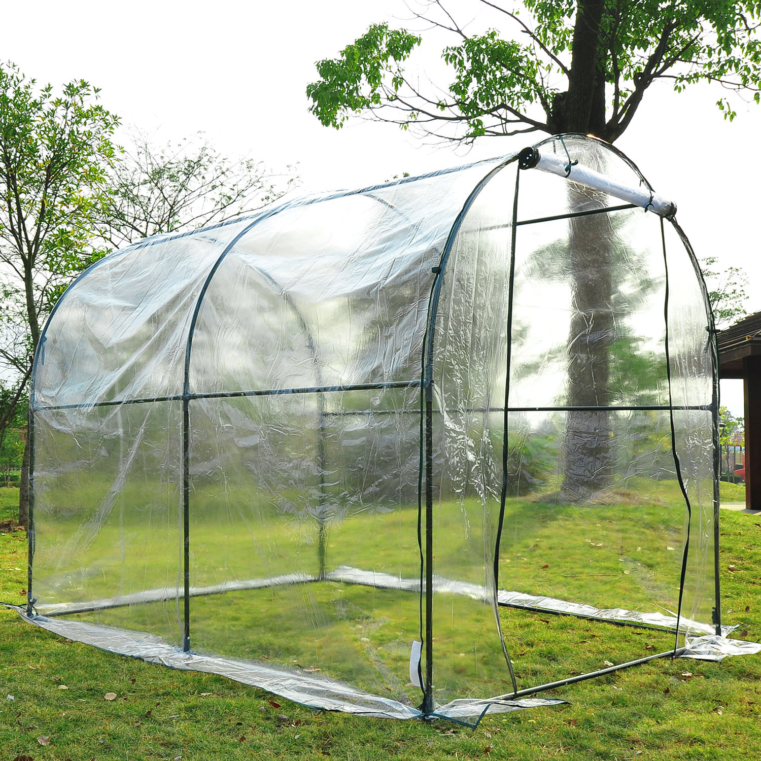 Outsunny 98.4inch Dome Walk In Green House Transparent