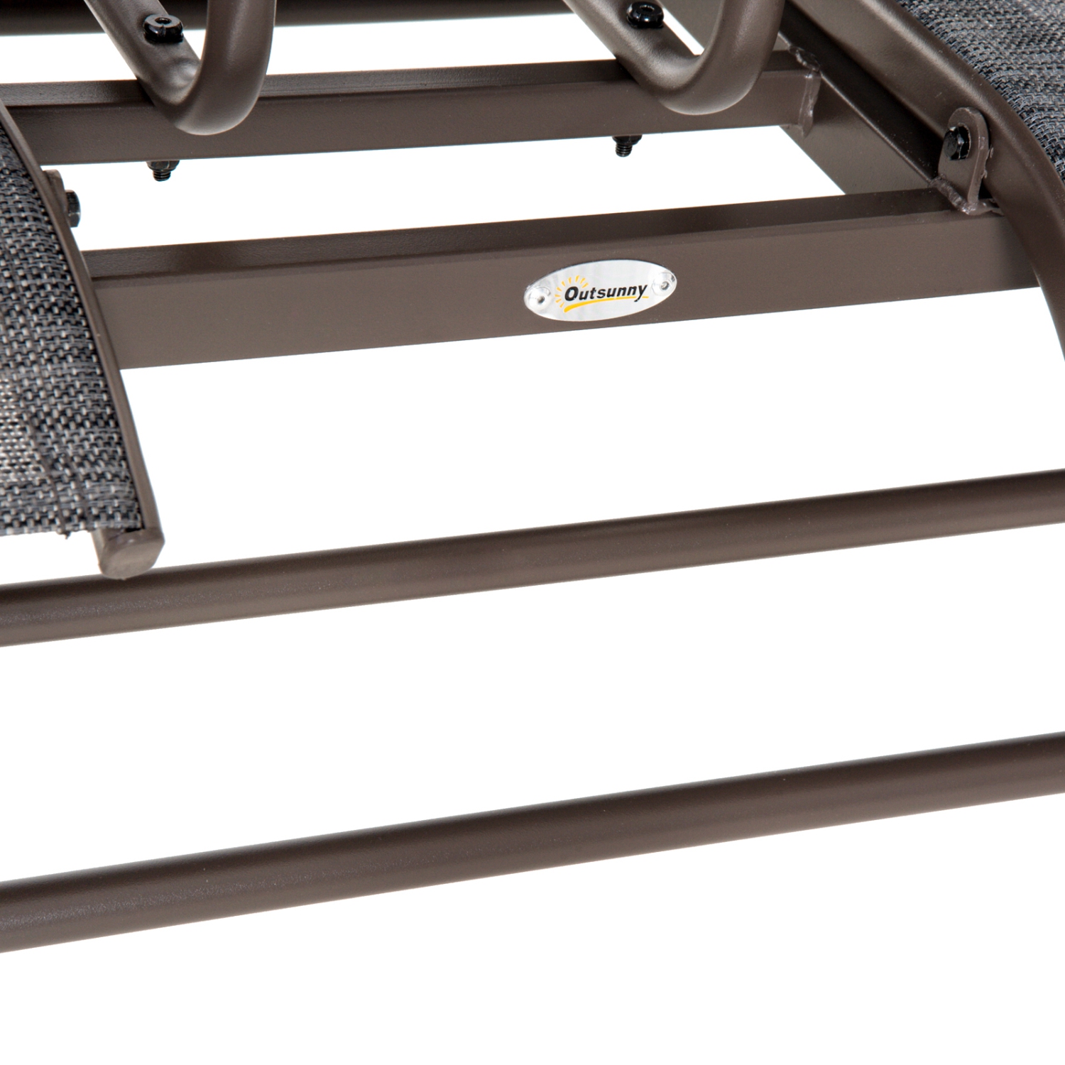 Outsunny Outdoor Glider Bench with Table, Patio Loveseat for 2 Persons, Garden Glider Rocking Chair with Breathable Mesh Fabric, Grey