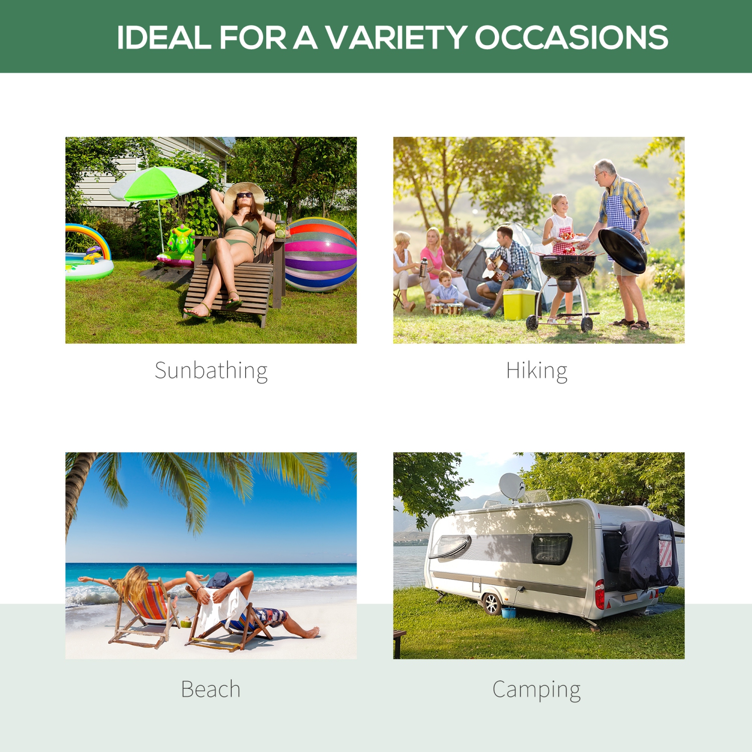 Lit de camping pliant Outsunny pour adultes lit de repos extérieur portatif pour Office Beach Home, vert