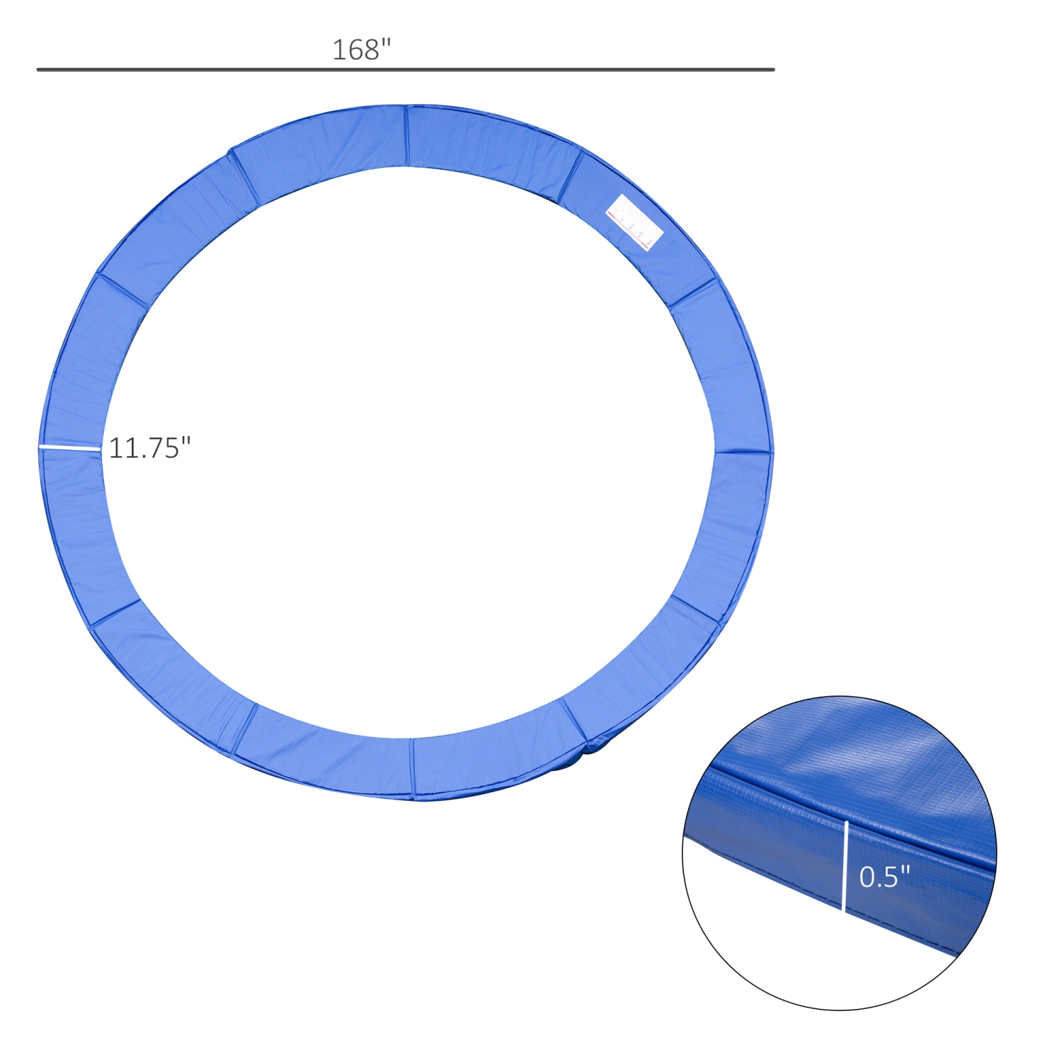 Soozier 14FT Trampoline Pad Replacement, Φ168" Spring Cover, Water-Resistant Universal Round Trampoline Safety Pad, No Holes for Pole, Blue