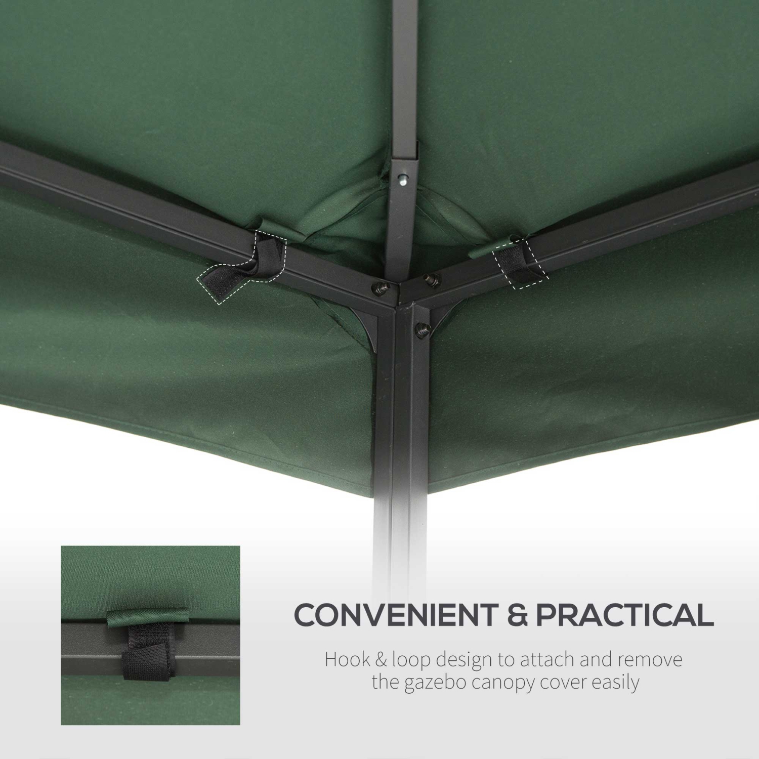 Outsunny 9.84' x 9.84' Square 2-Tier Gazebo Canopy Replacement Top Cover Outdoor Garden Sun Shade, Green