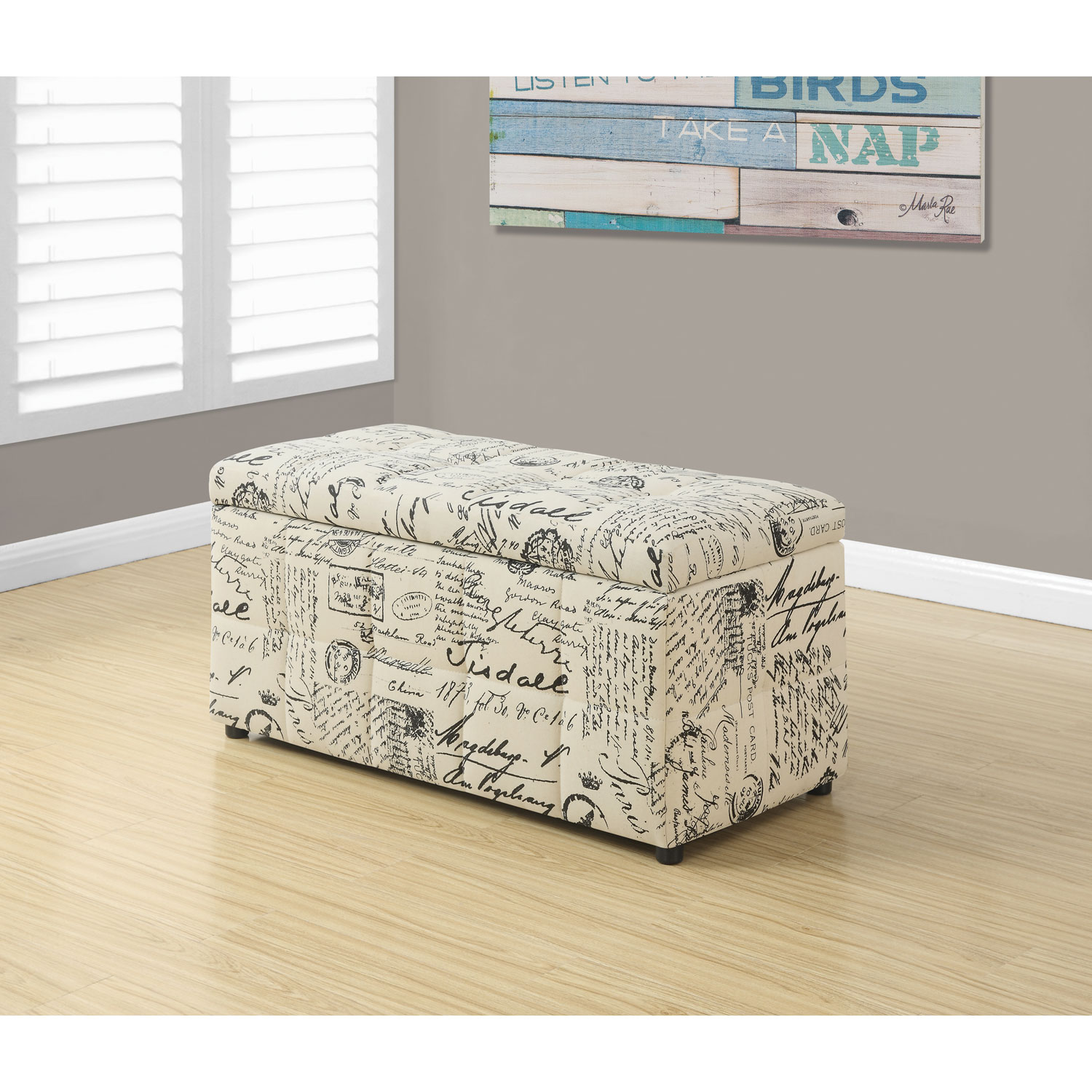 Pouf de rangement en tissu - Beige