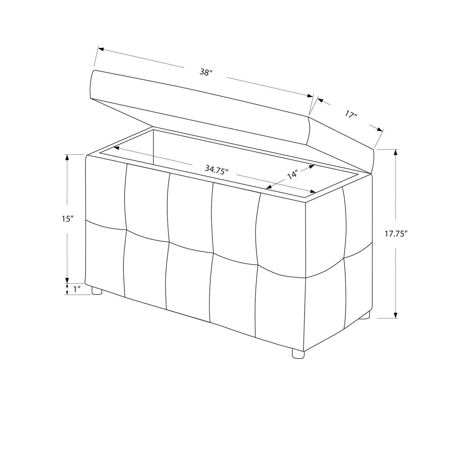 Pouf de rangement en tissu - Beige