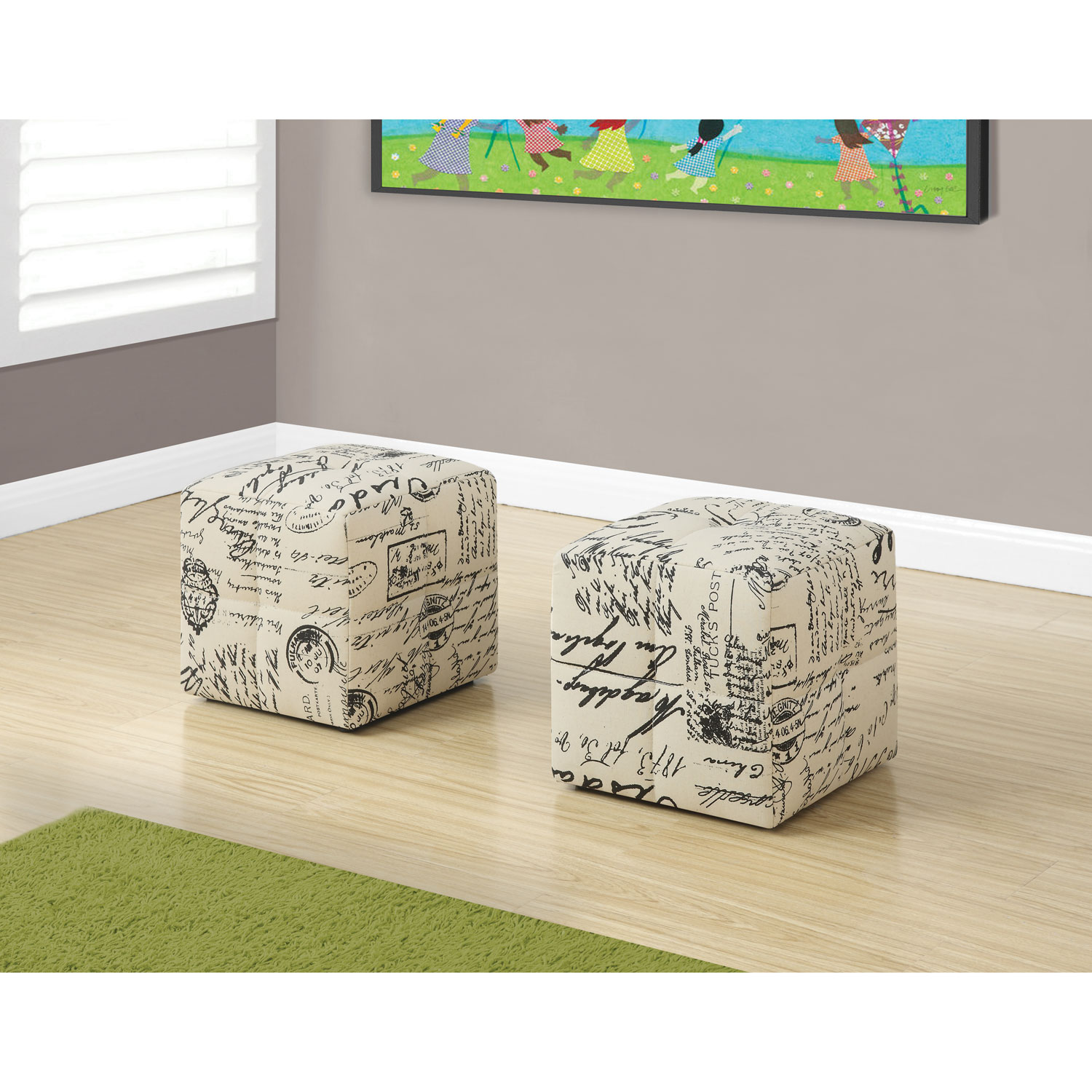 Pouf repose-pieds en tissu - Rétro