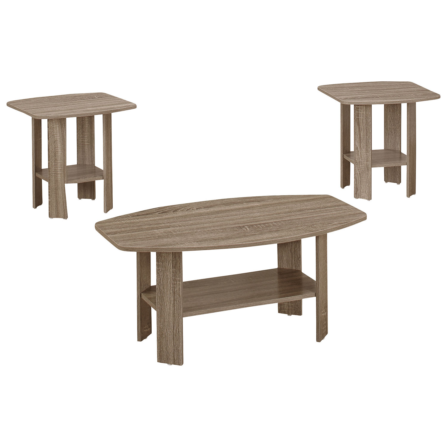 Contemporary 3-Piece Table Set - Dark Taupe