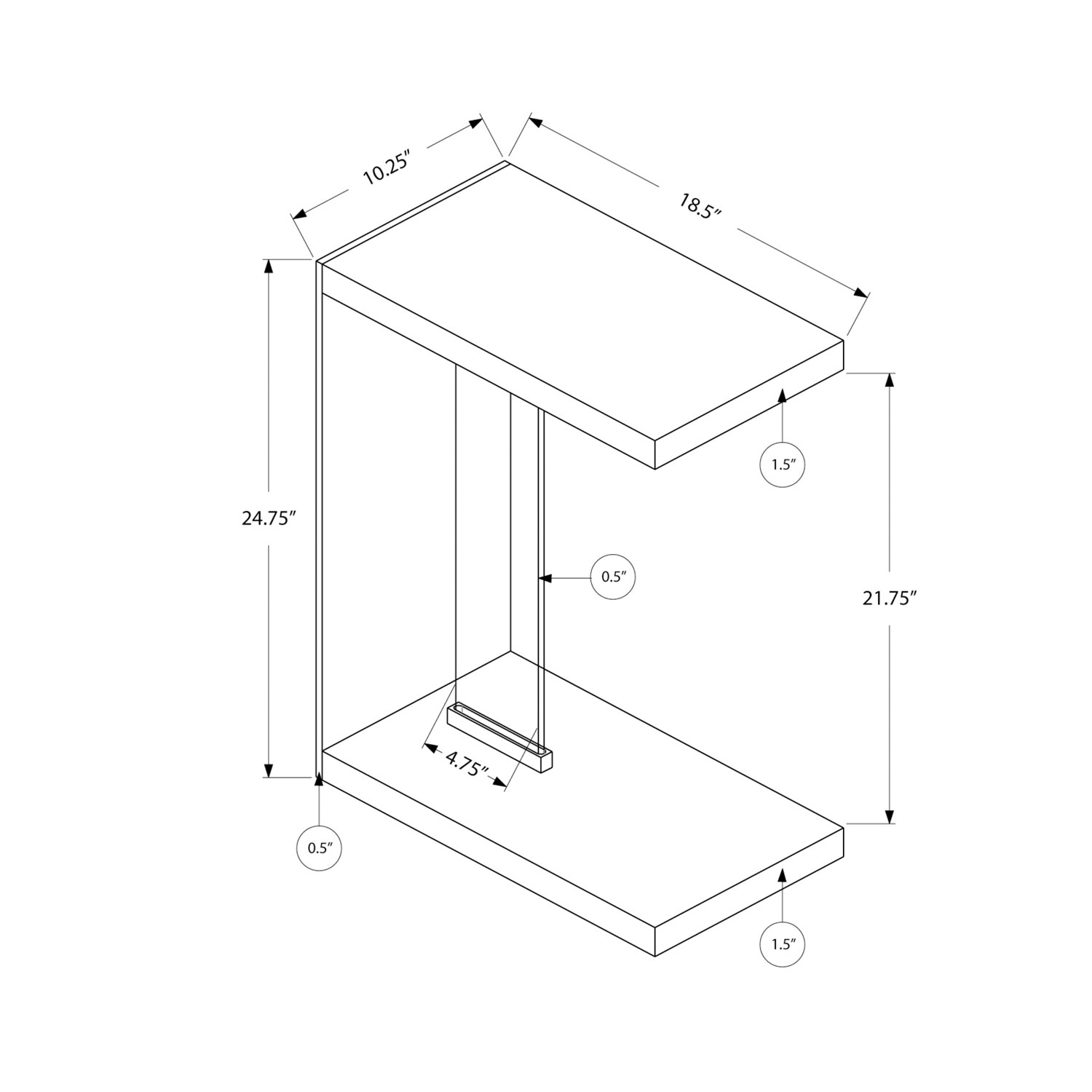 Table d'appoint rectangulaire contemporaine - Blanc lustré