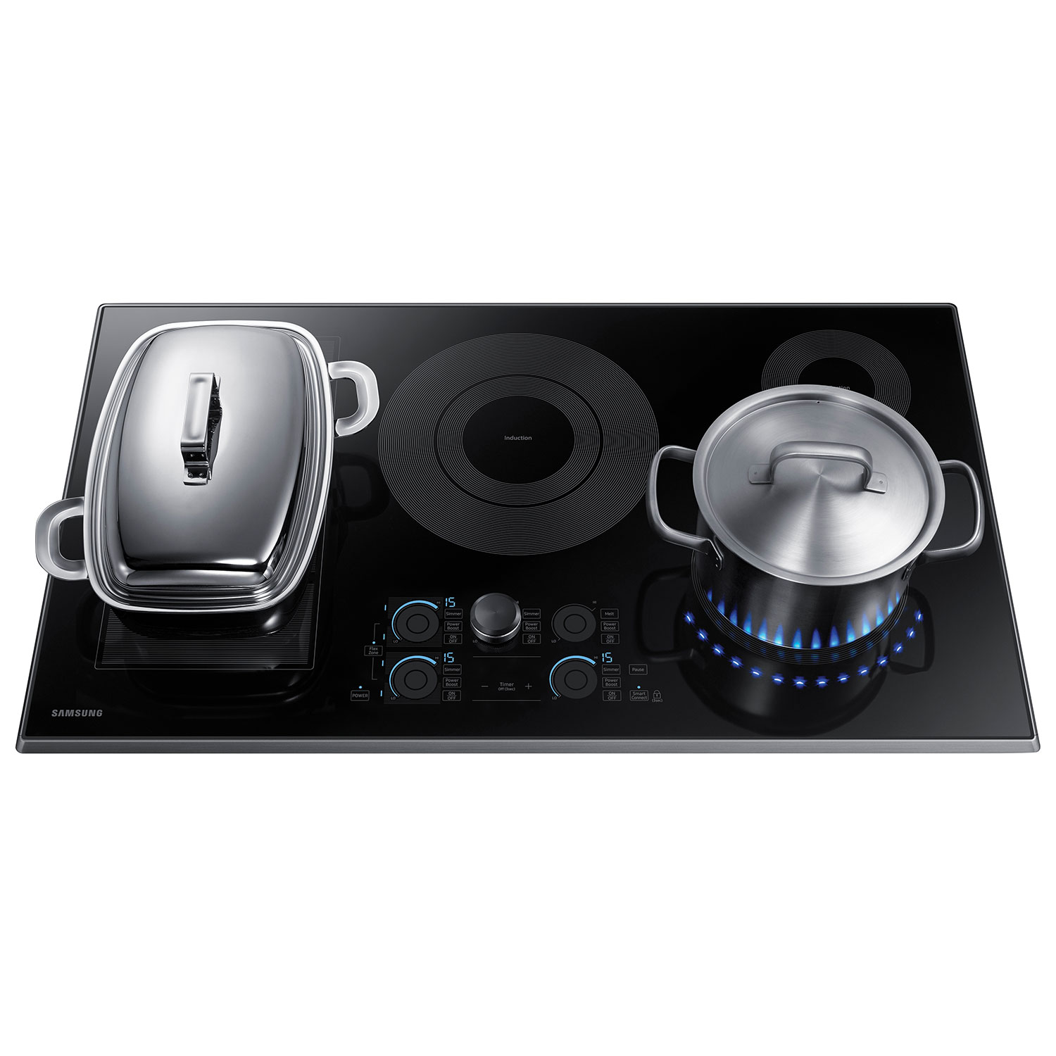 Surface cuisson induction électrique lisse 4 brûleurs 36 po de Samsung - Inox noir