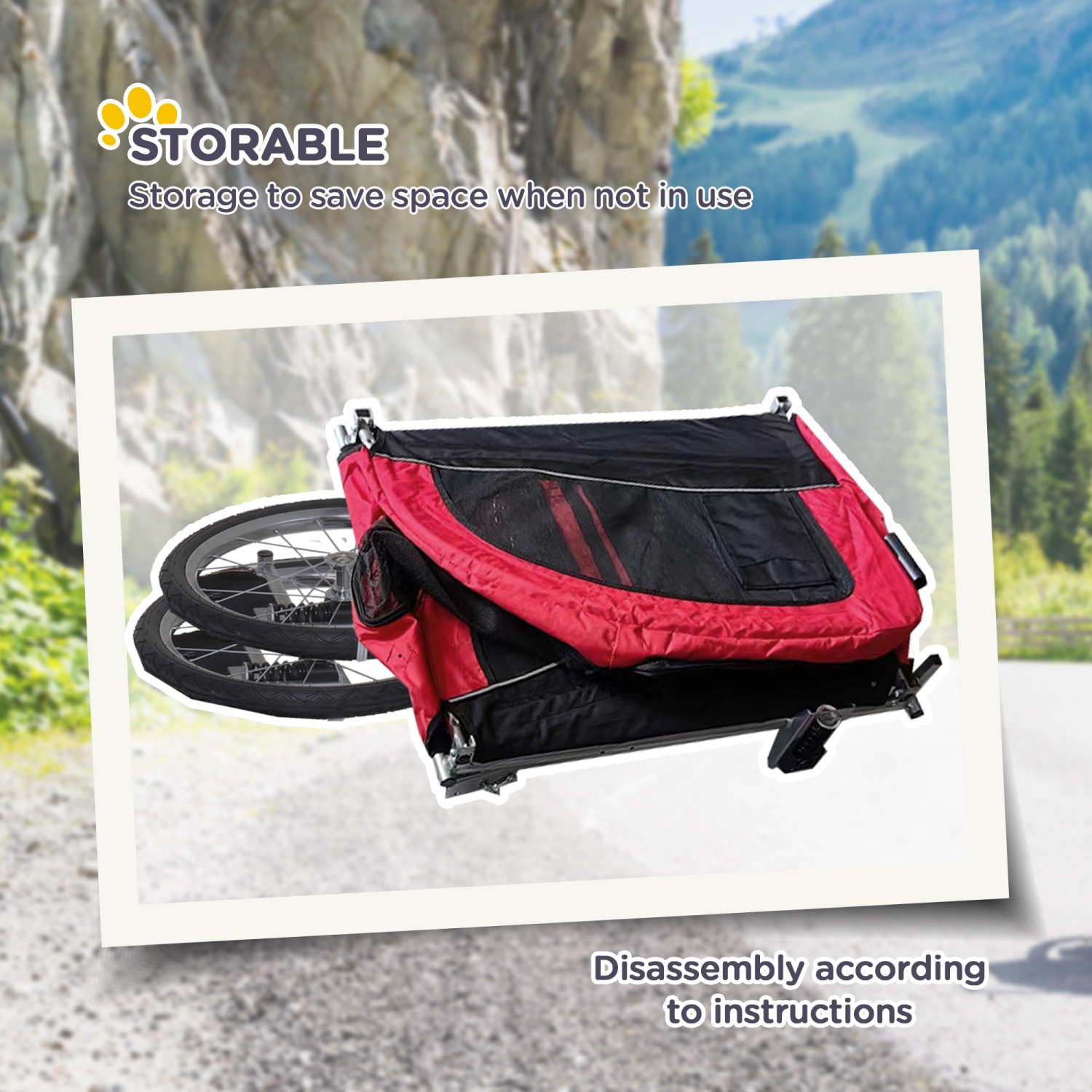 Aosom Dog Bike Trailer 2-In-1 Pet Stroller Cart Bicycle Wagon Cargo Carrier Attachment for Travel with Suspension, Hitch, Storage Pockets, Red