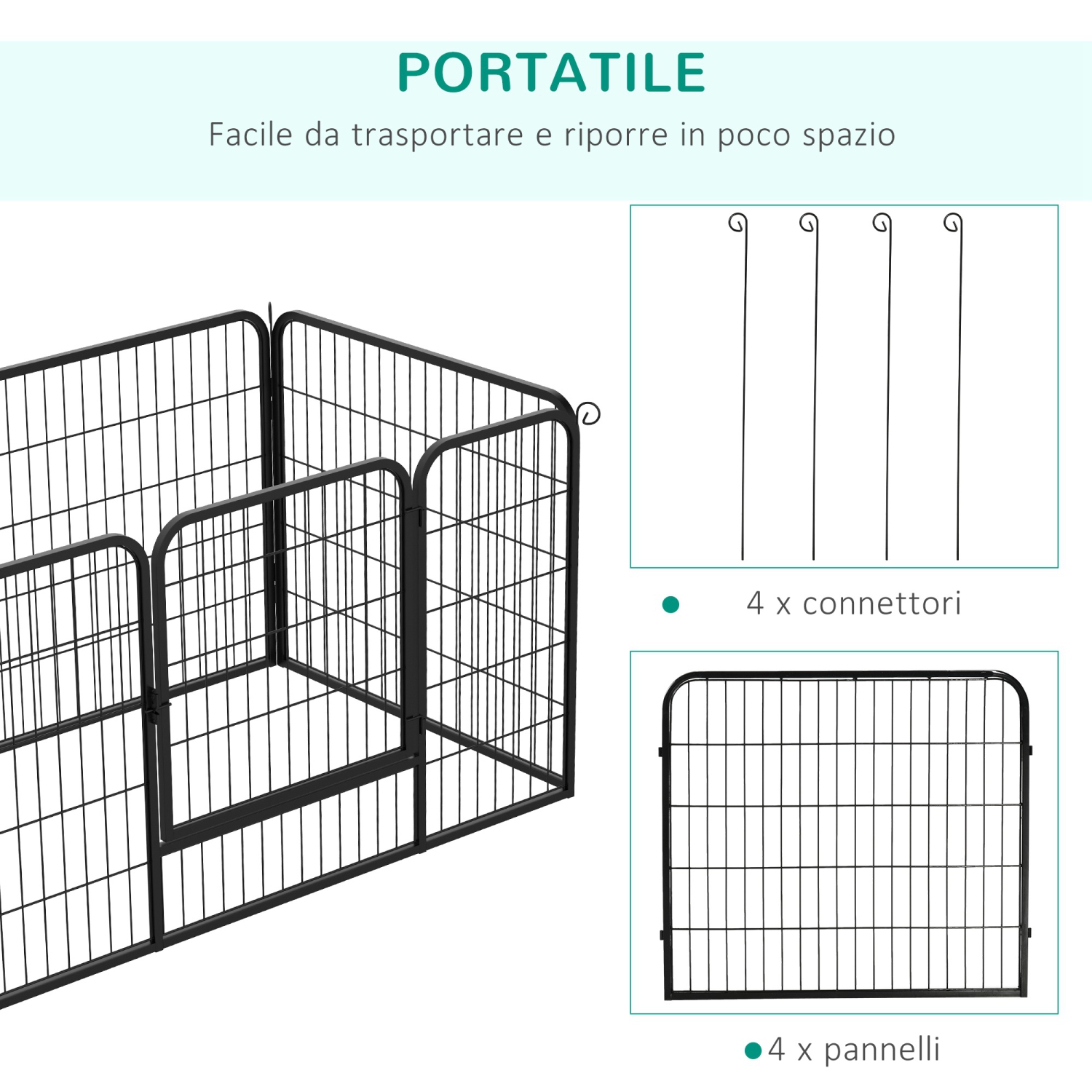 Parc pour chiens PawHut, stylo de jeu robuste en métal pour chiot, clôtures d'exercice pour l'extérieur et l'intérieur avec porte pour chiens