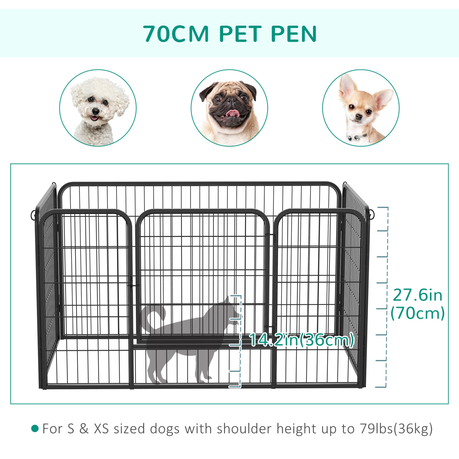 Parc pour chiens PawHut, stylo de jeu robuste en métal pour chiot, clôtures d'exercice pour l'extérieur et l'intérieur avec porte pour chiens
