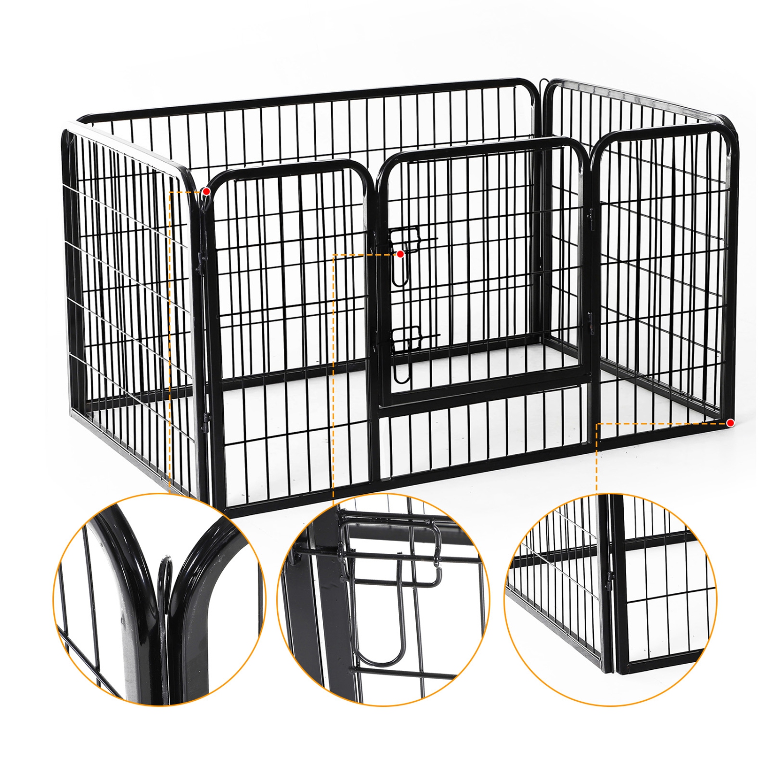 Parc pour chiens PawHut, stylo de jeu robuste en métal pour chiot, clôtures d'exercice pour l'extérieur et l'intérieur avec porte pour chiens