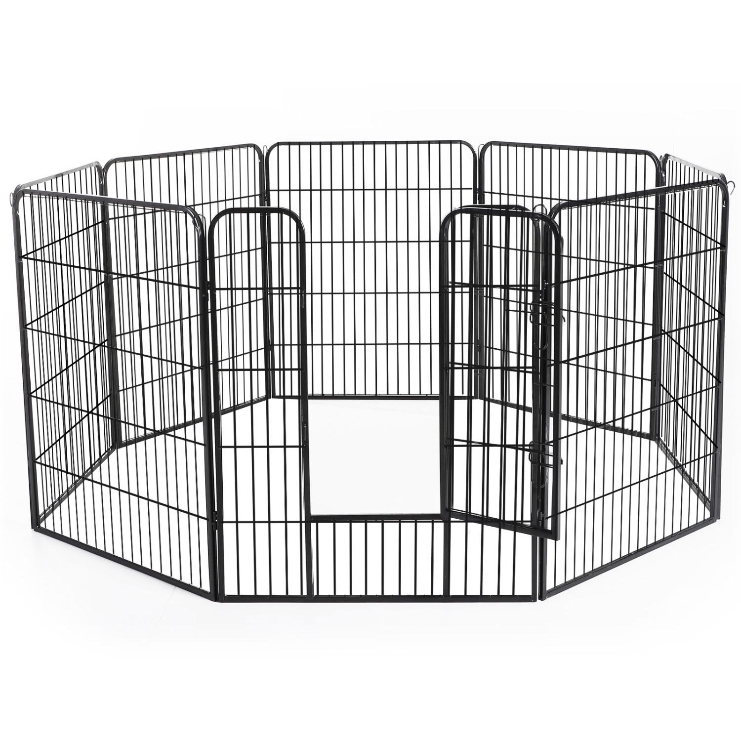 PawHut Dog Playpen, 31.5"W Heavy-Duty Metal Puppy Play Pen, Foldable Pet Exercise Fences for Outdoor and Indoor, DIY Design with Door for Multiple