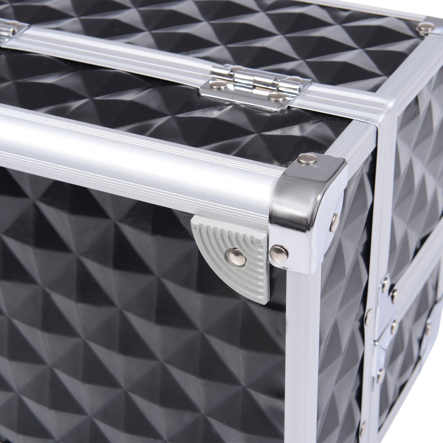 Étui de maquillage à 3 niveaux avec miroir noir de HOMCOM