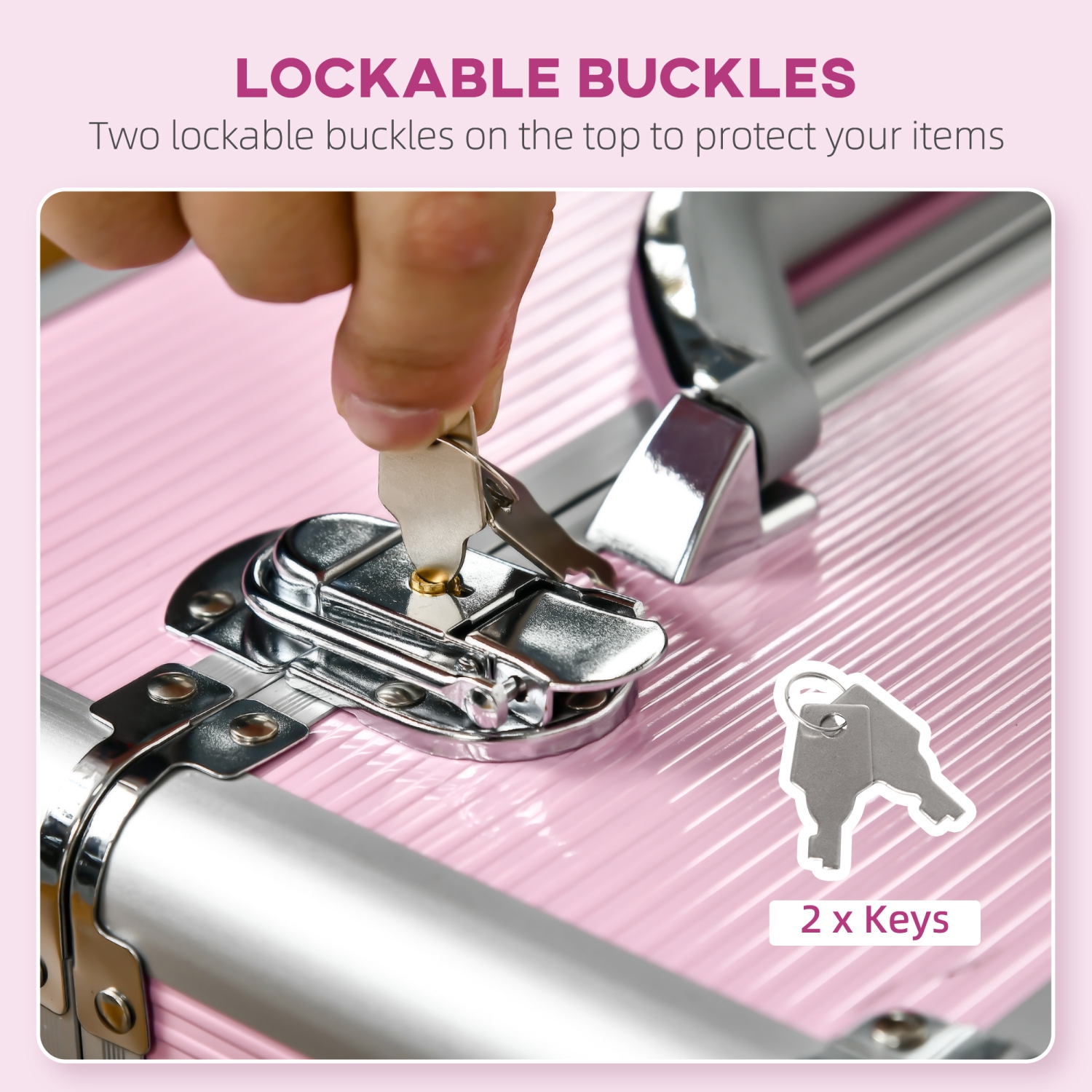 HOMCOM – Mallette de train pour maquillage roulant, grand chariot de rangement pour cosmétiques, chariot de voyage verrouillable avec plateaux