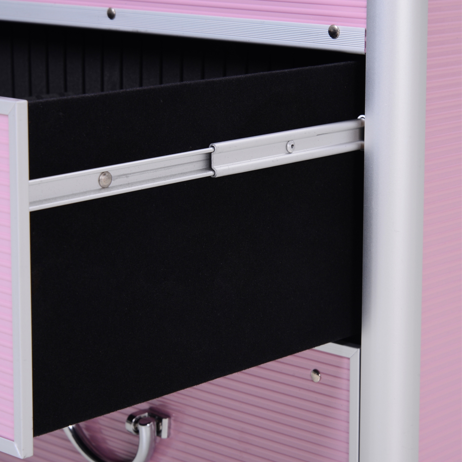 HOMCOM – Mallette de train pour maquillage roulant, grand chariot de rangement pour cosmétiques, chariot de voyage verrouillable avec plateaux