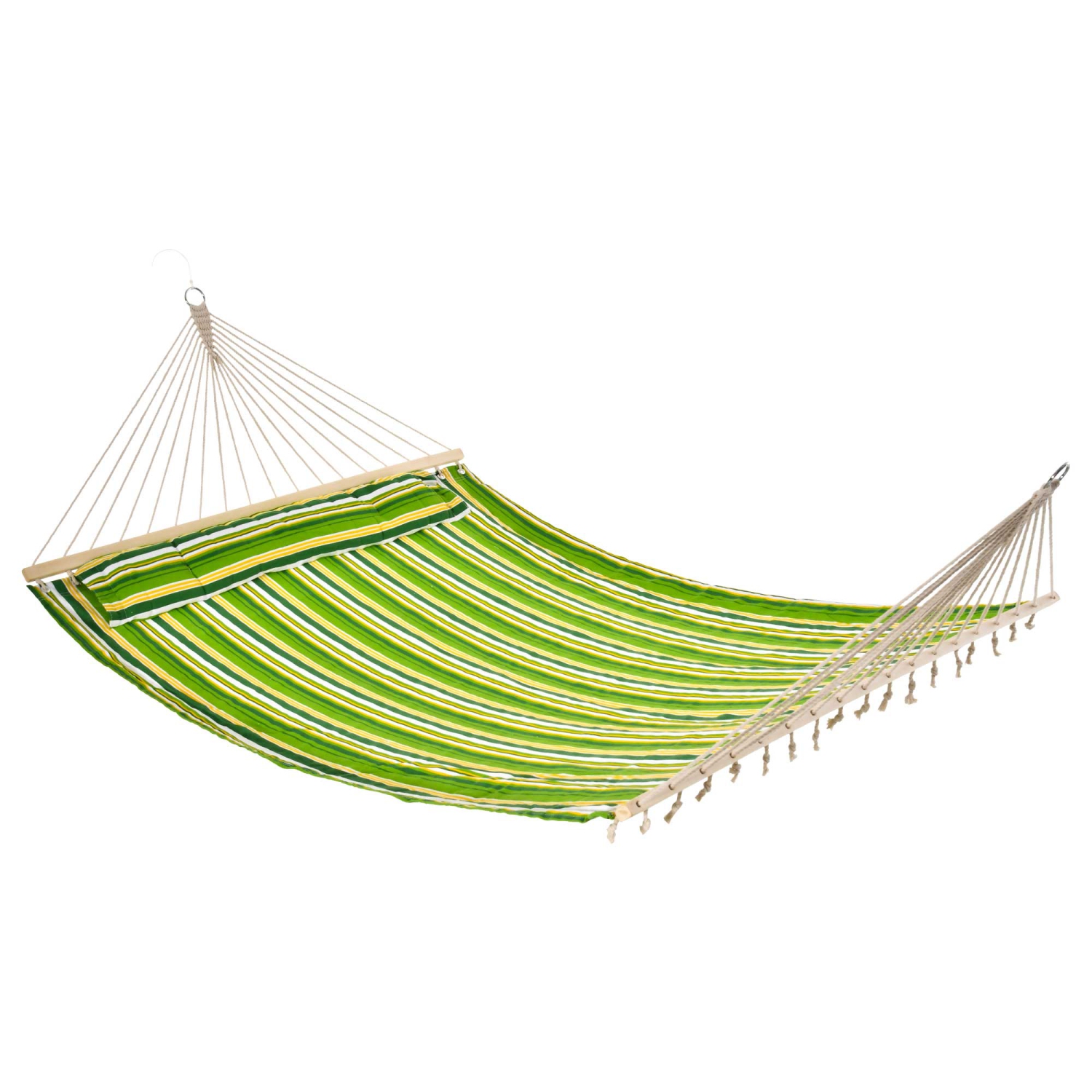 Hamac d'extérieur de patio de 75 po Outsunny, hamac de camping rayé, jardin avec coussin, vert