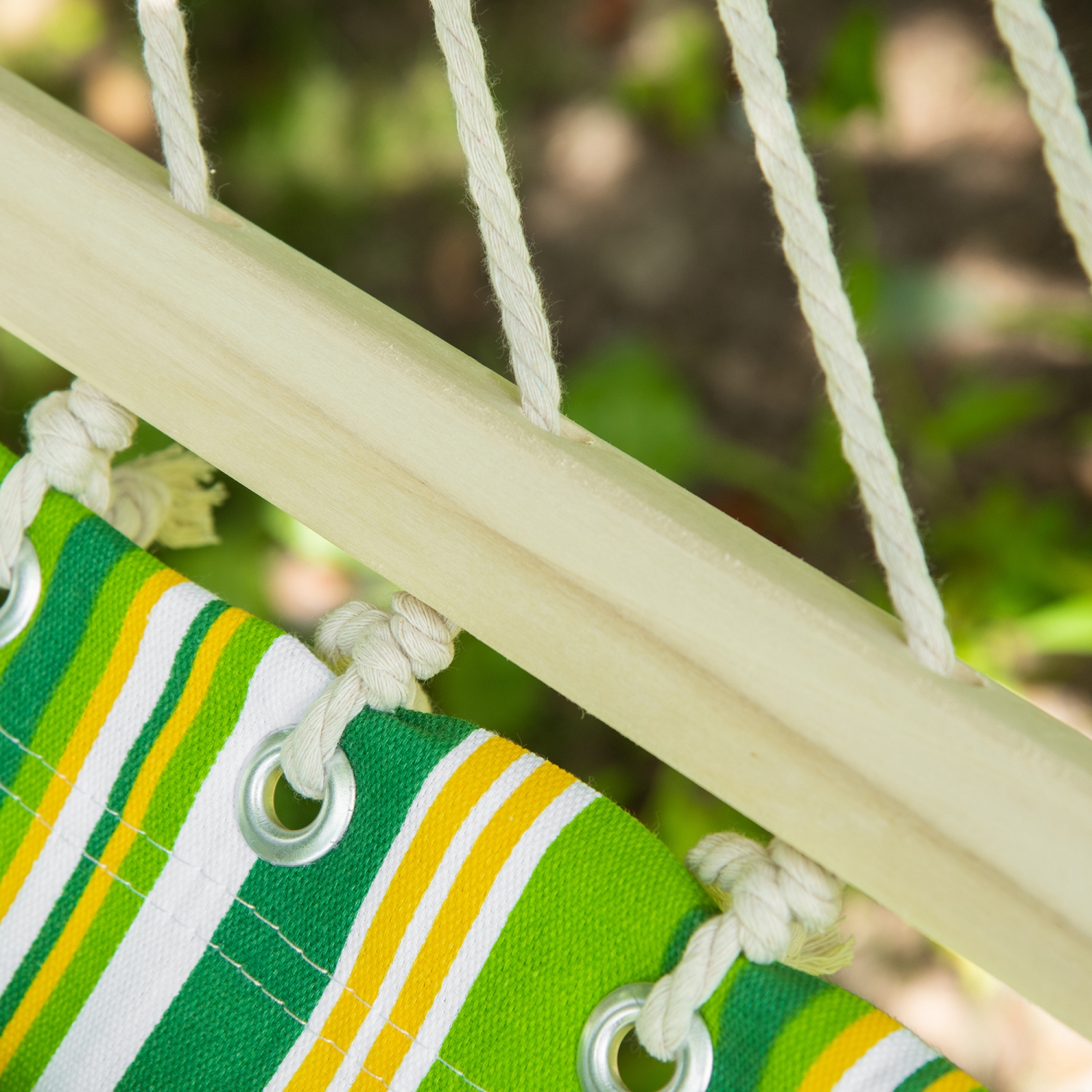 Hamac d'extérieur de patio de 75 po Outsunny, hamac de camping rayé, jardin avec coussin, vert