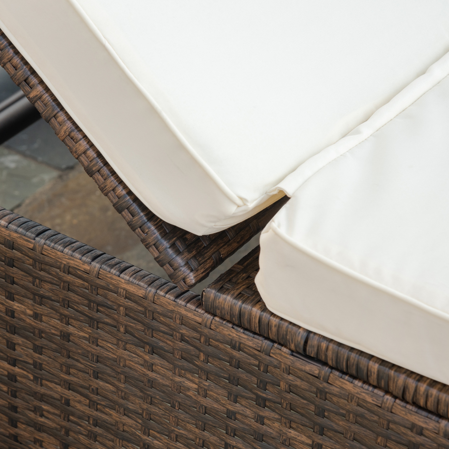 Outsunny 9 Pieces Wicker Patio Furniture Set with Cushion, PE Rattan Outdoor Conversation Set Sectional Sofa Set with 2 Loungers and Tempered Glass