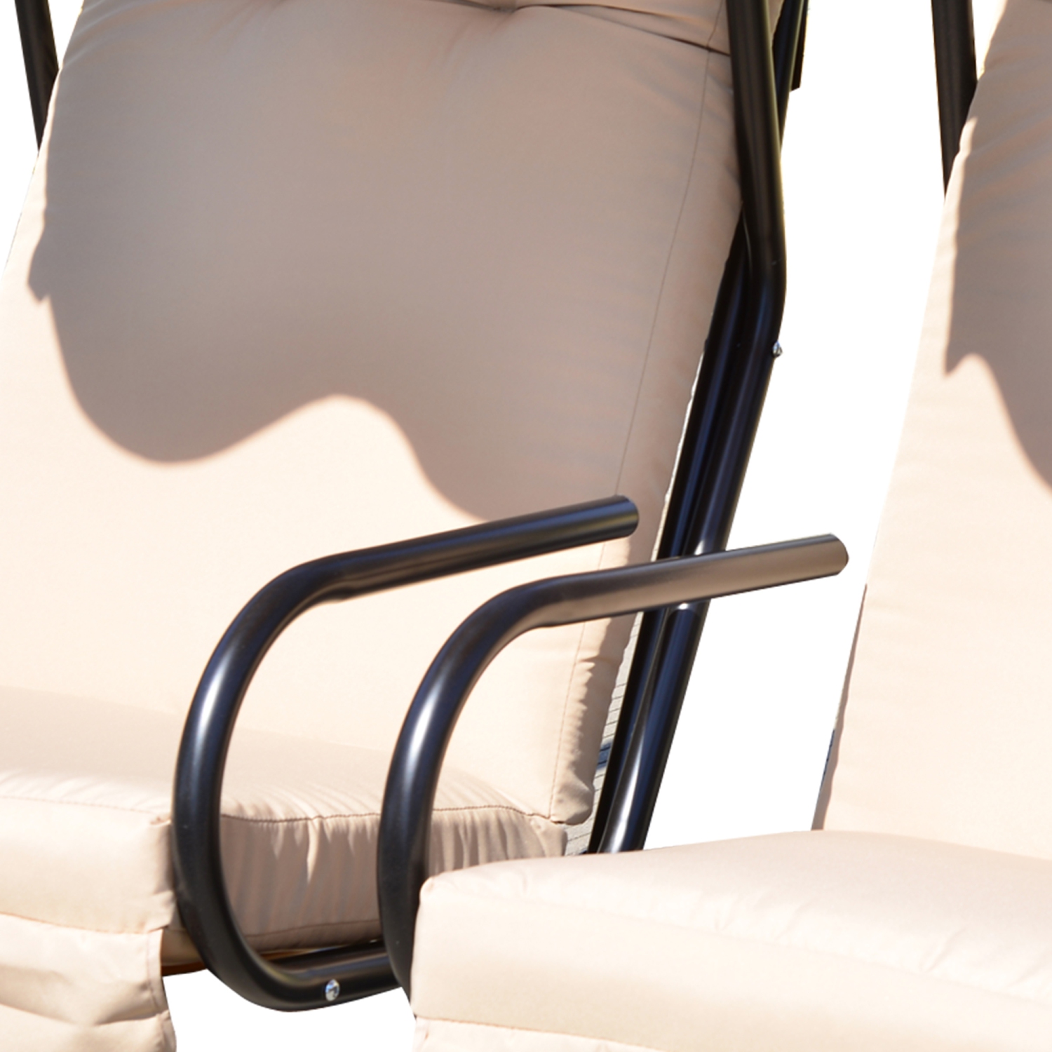 Outsunny Luxury Metal Swing Chair Hamac 2 Places Séparées Robuste avec Auvent et Coussins, Beige