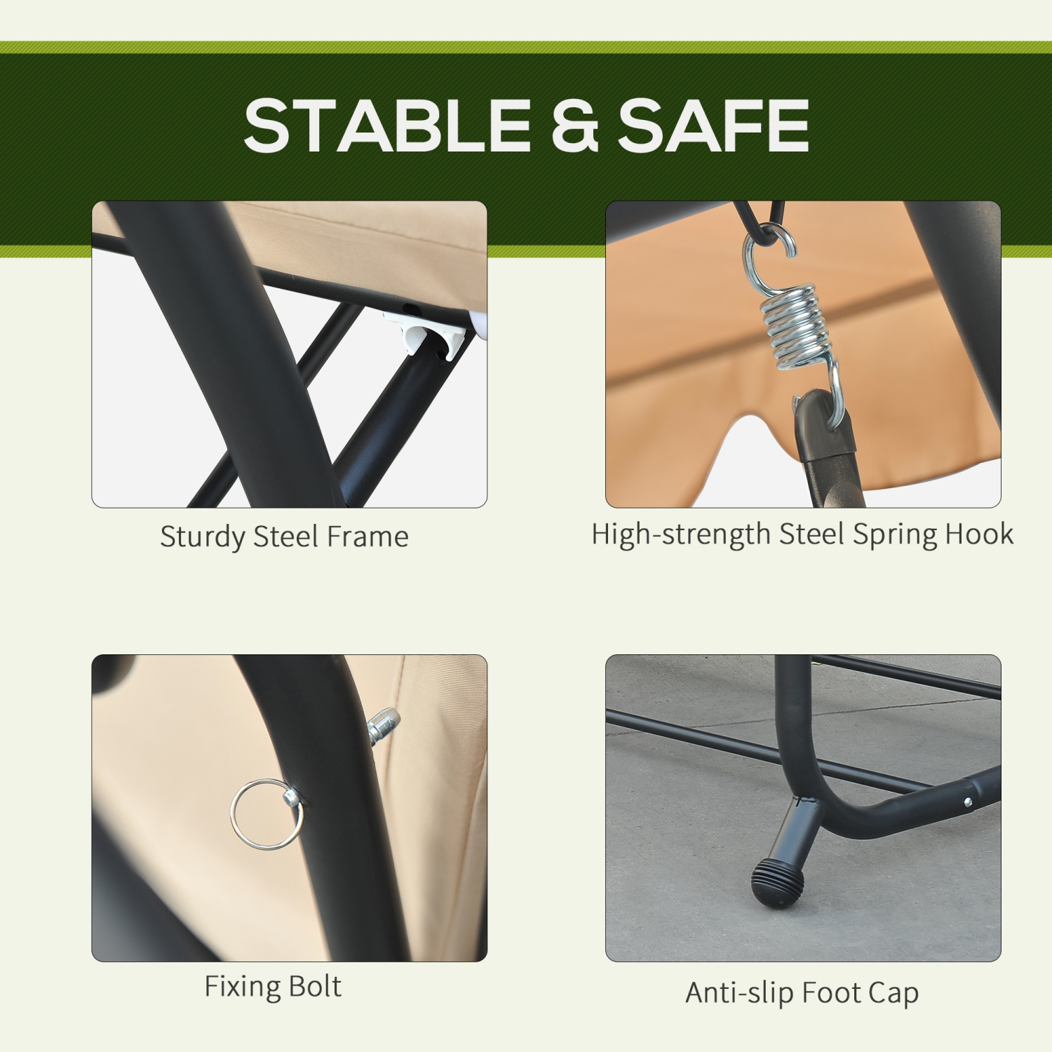 Fauteuil de patio extérieur à 3 places Outsunny, lit plat convertible, balançoire à auvent avec abat-jour réglable, coussins amovibles,