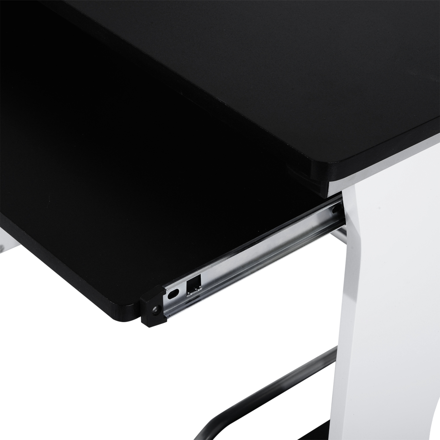 Homcom Table de bureau pour ordinateur avec plateau pour clavier et support CPU, noir et blanc