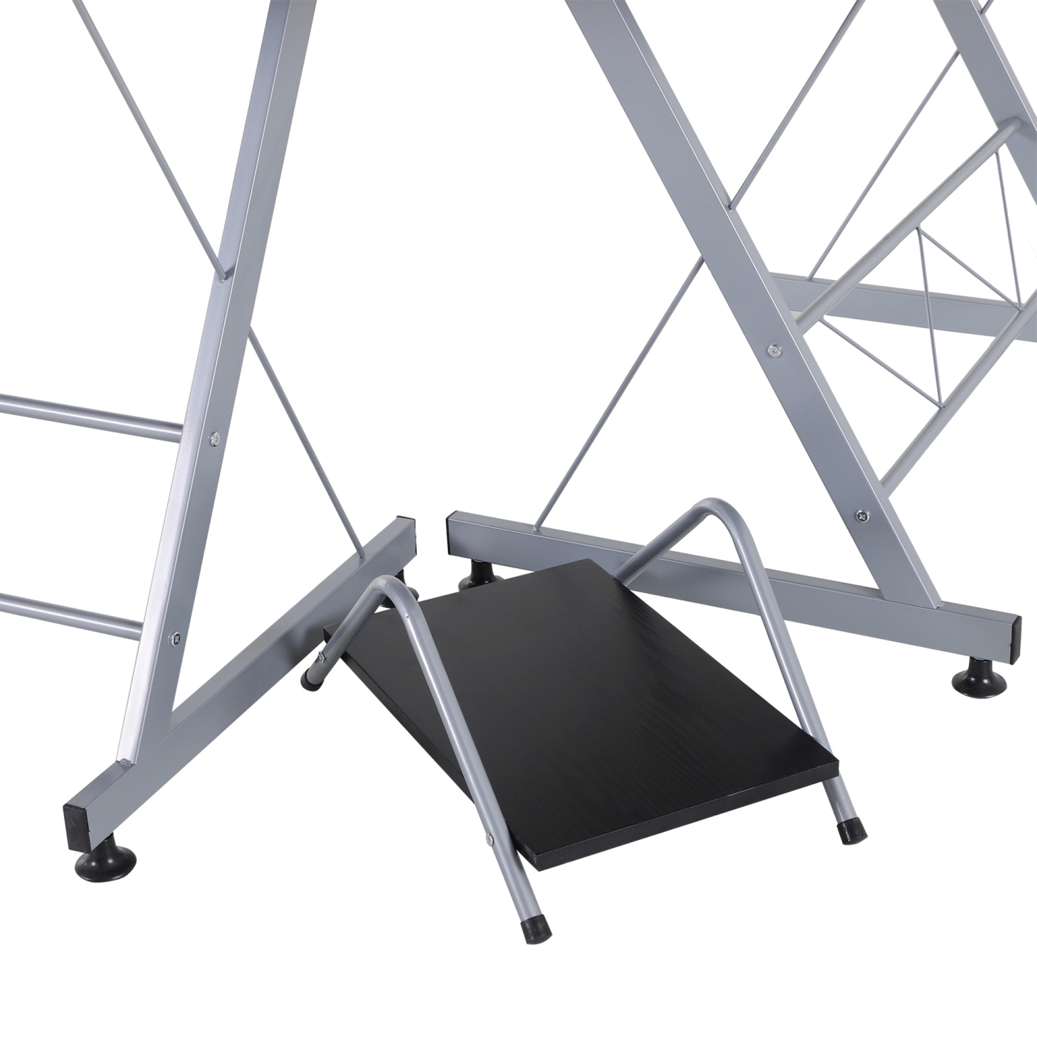 HOMCOM L-Shaped Computer Desk, Corner Table with Keyboard Tray for PC Laptop Desktop, Workstation Stand Home Office Furniture, Black, Silver